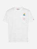 Connor cotton T-shirt in white with Golden hour pocket embroidery