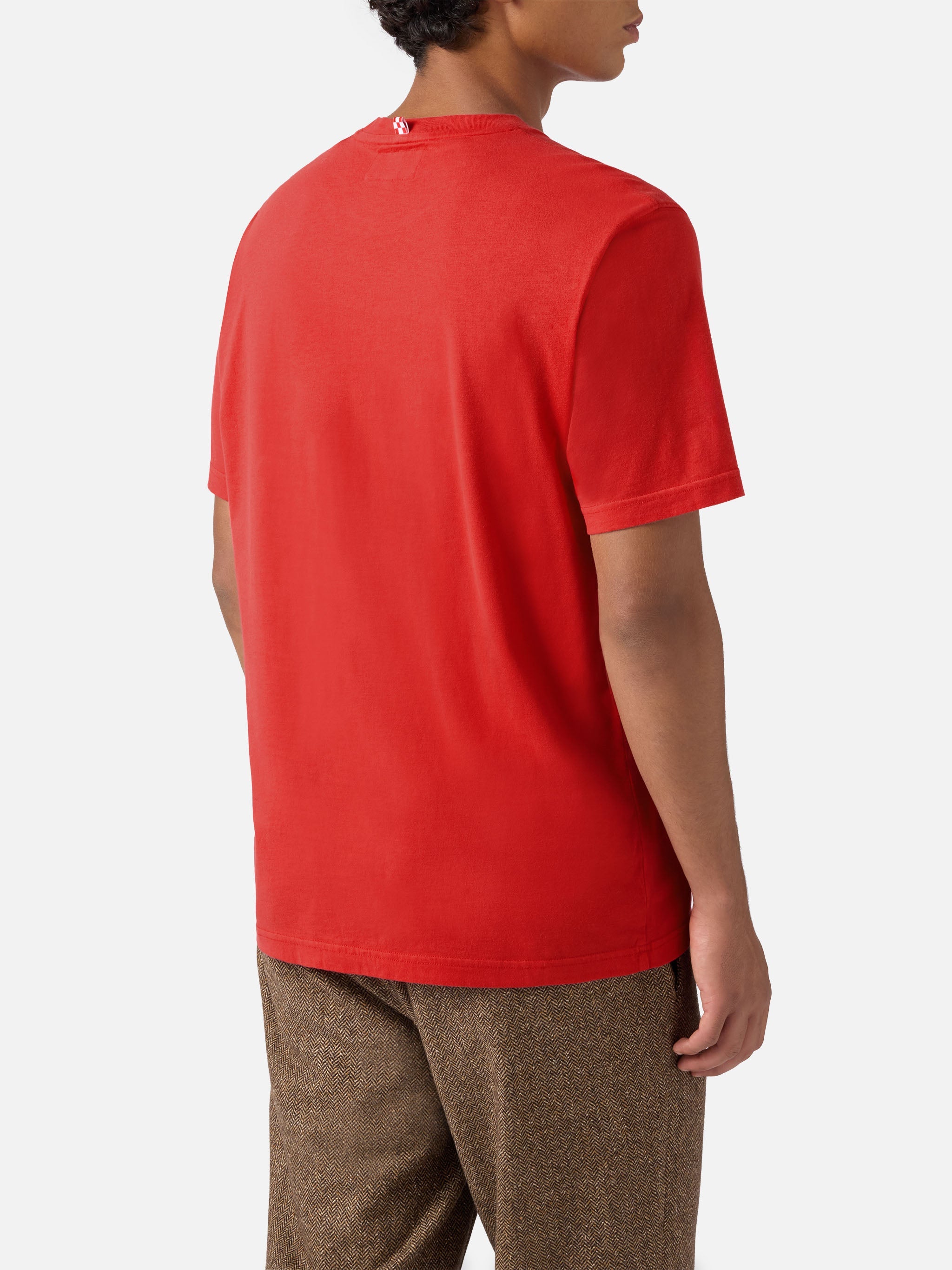 Connor winter cotton T-shirt in red with Dear Santa... pocket embroidery