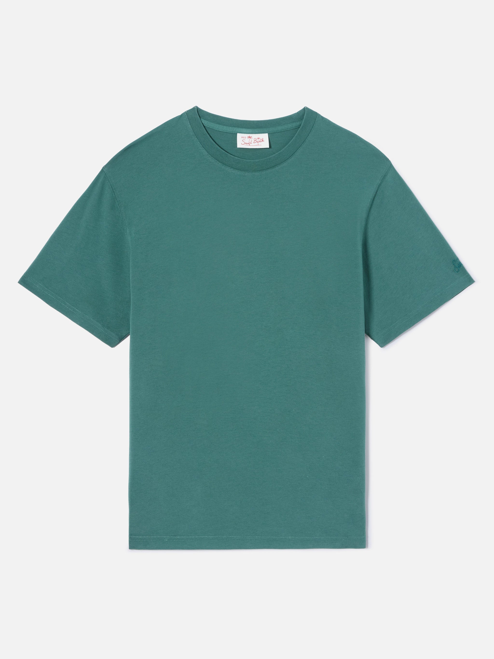 T-shirt in cotone verde Dover con ricamo logo