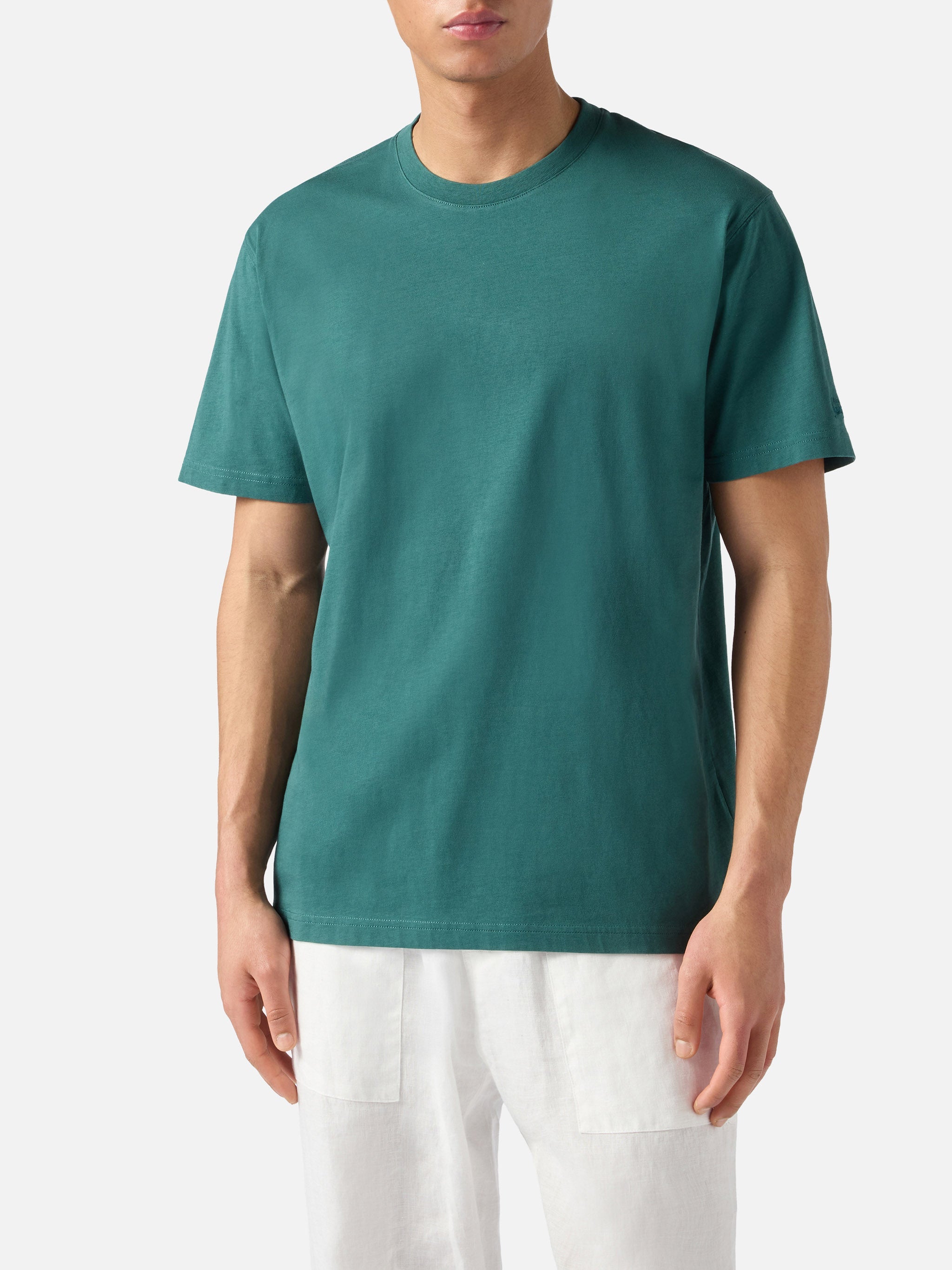 T-shirt in cotone verde Dover con ricamo logo
