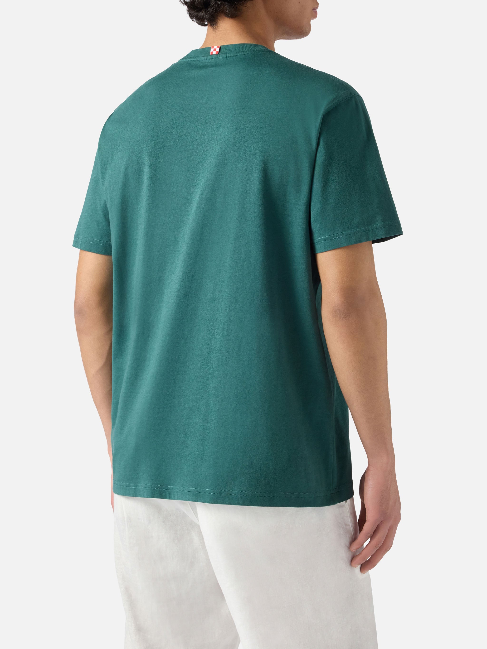 T-shirt in cotone verde Dover con ricamo logo