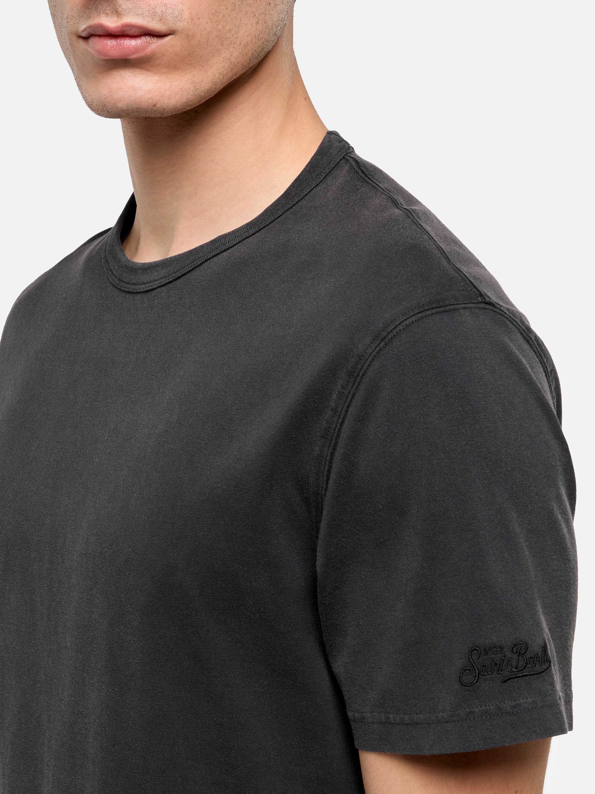 T-shirt Dover in jersey di cotone organico nero con ricamo St. Barth