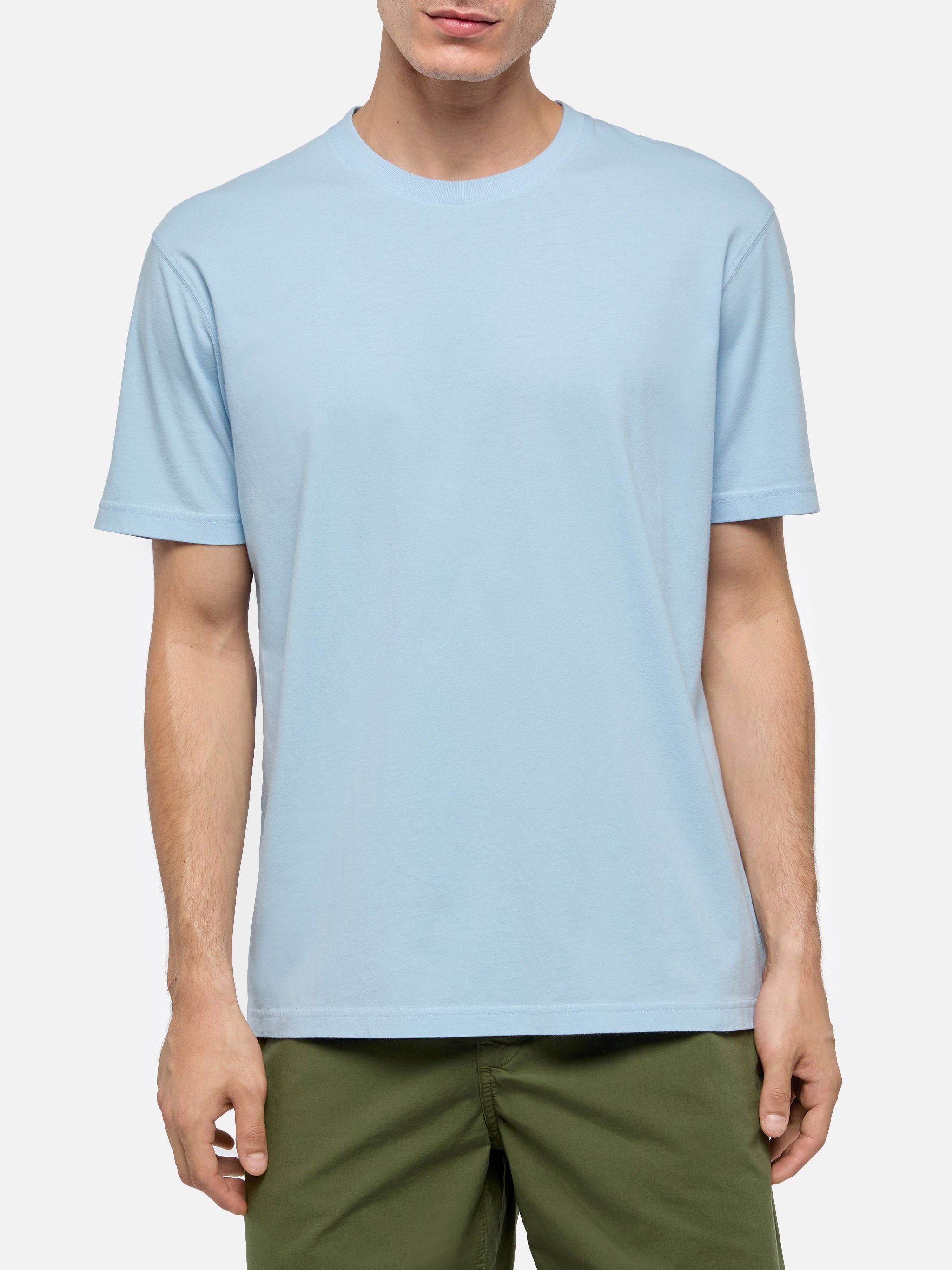 T-shirt Dover in jersey di cotone azzurro con ricamo St. Barth