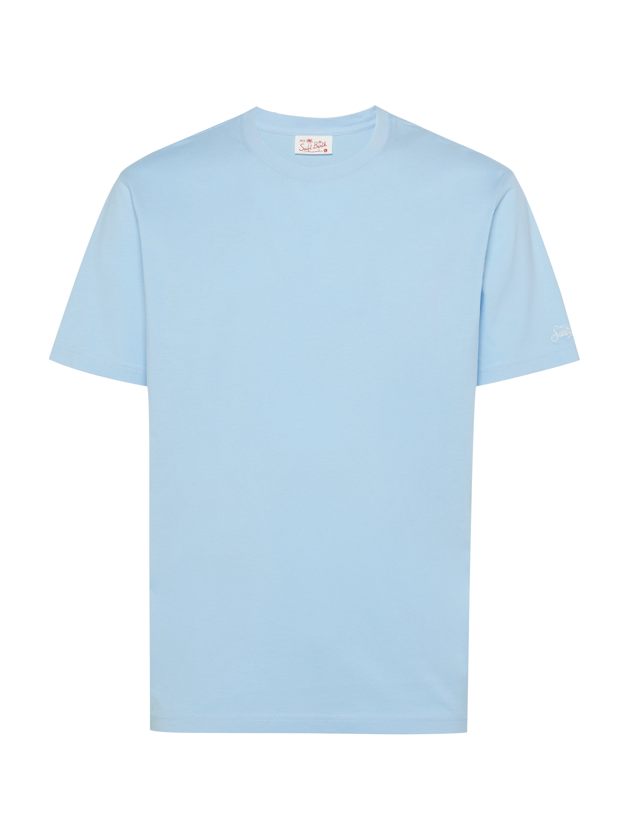 T-shirt Dover in jersey di cotone azzurro con ricamo St. Barth