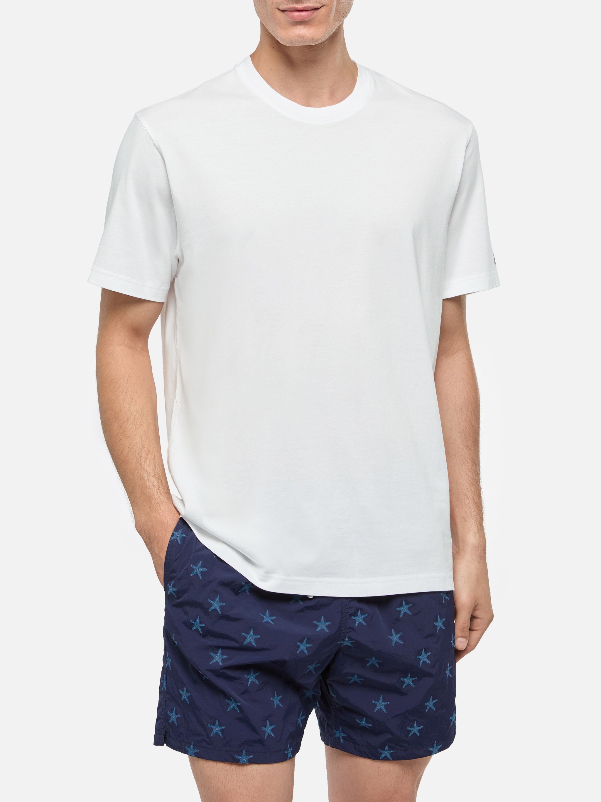 T-shirt Dover bianca in jersey di cotone con ricamo St. Barth