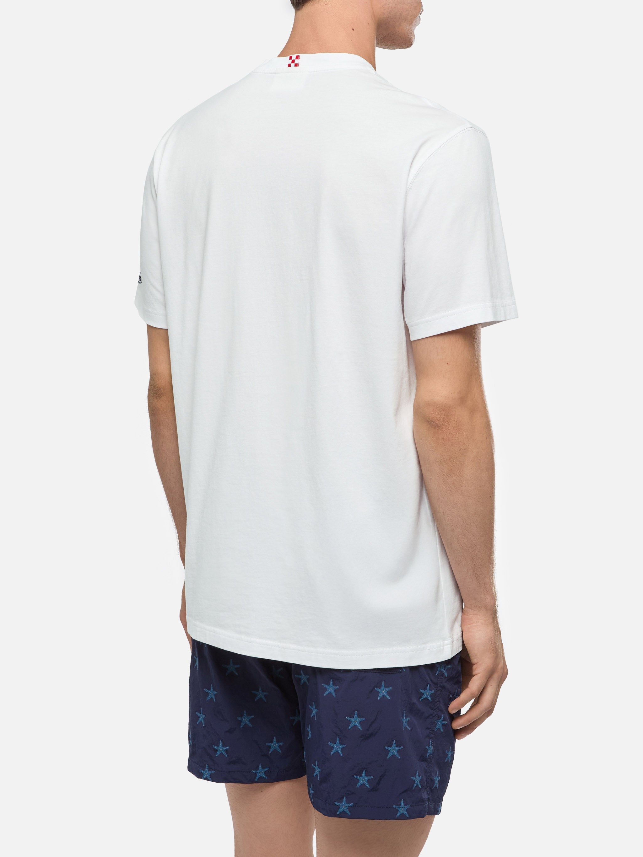 T-shirt Dover bianca in jersey di cotone con ricamo St. Barth