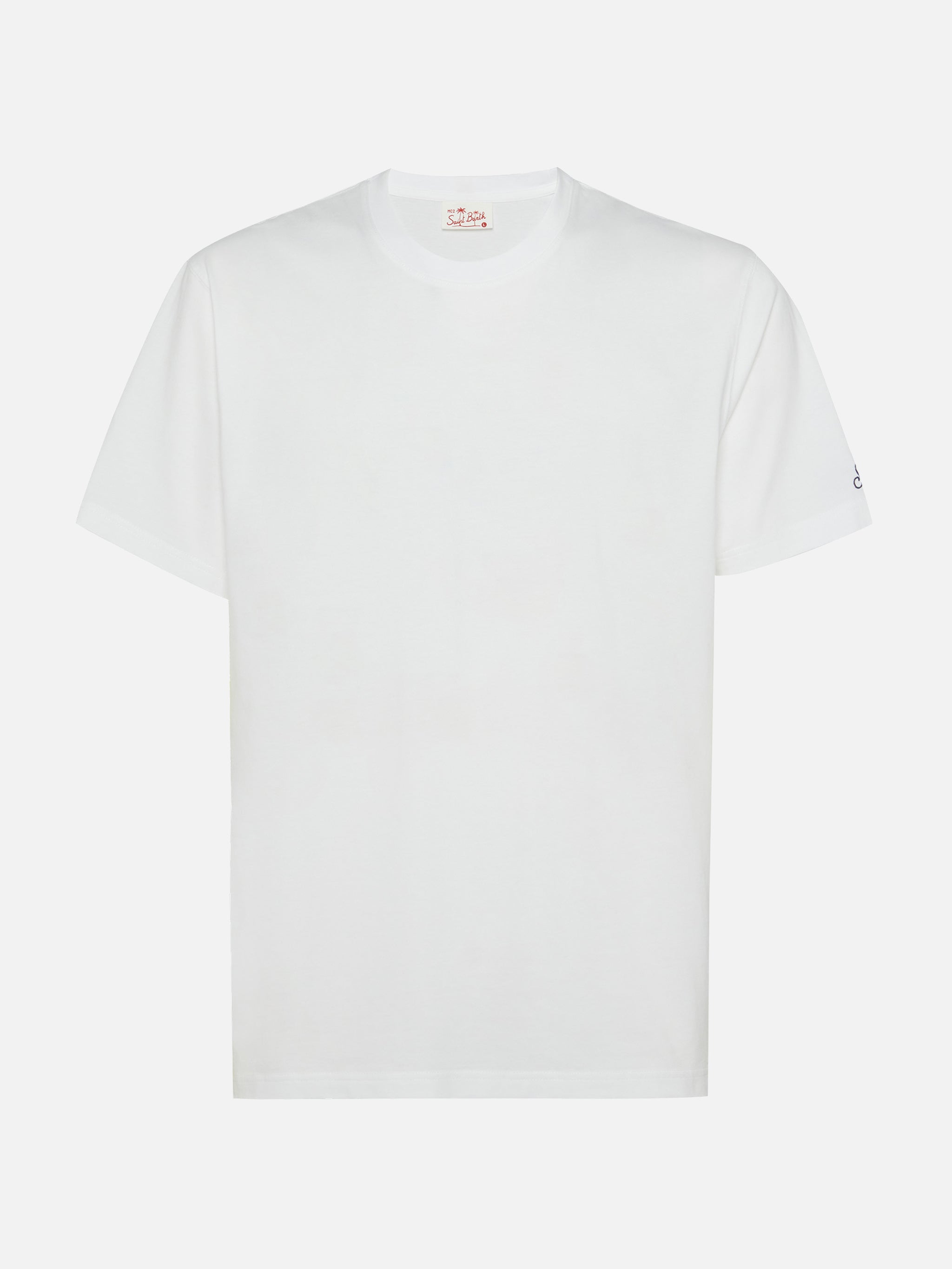 T-shirt Dover bianca in jersey di cotone con ricamo St. Barth