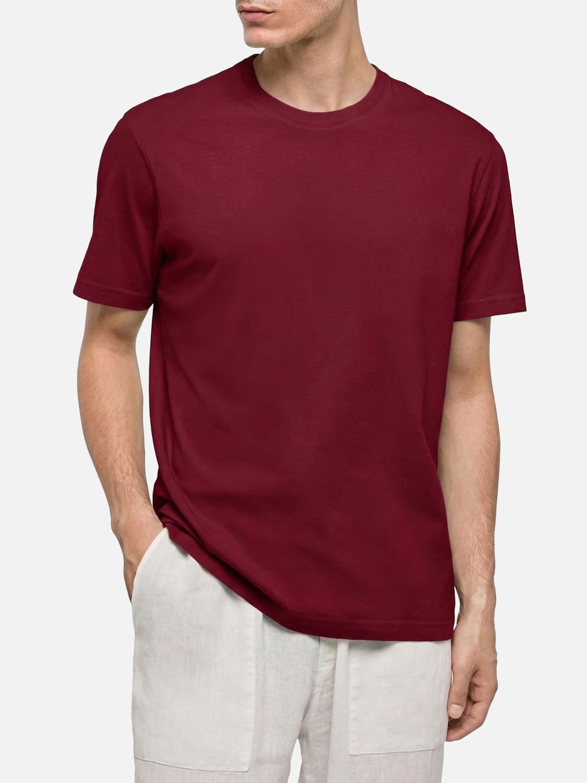 T-shirt in jersey di cotone bordeaux Dover con ricamo St. Barth