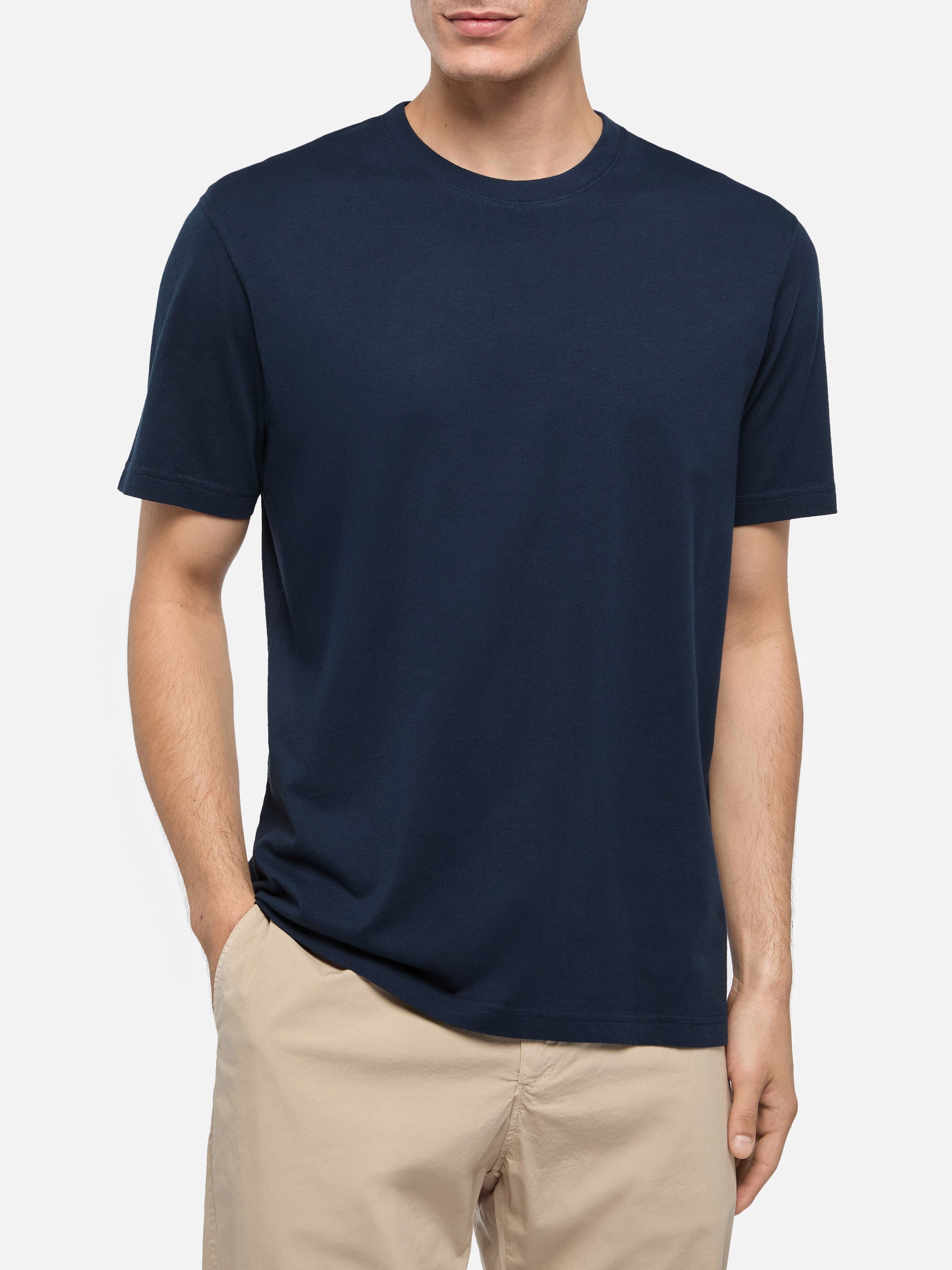 T-shirt in jersey di cotone blu navy Dover con ricamo St. Barth