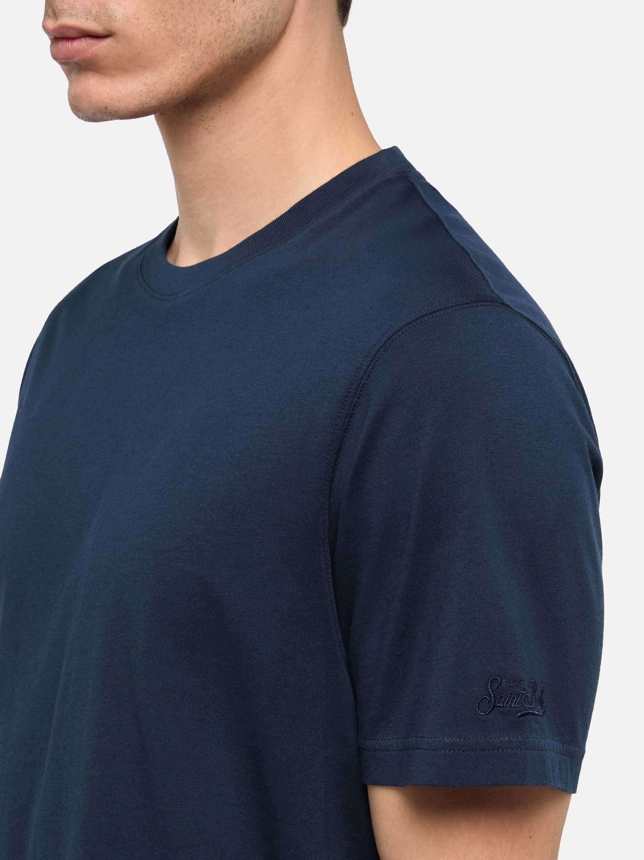 T-shirt in jersey di cotone blu navy Dover con ricamo St. Barth
