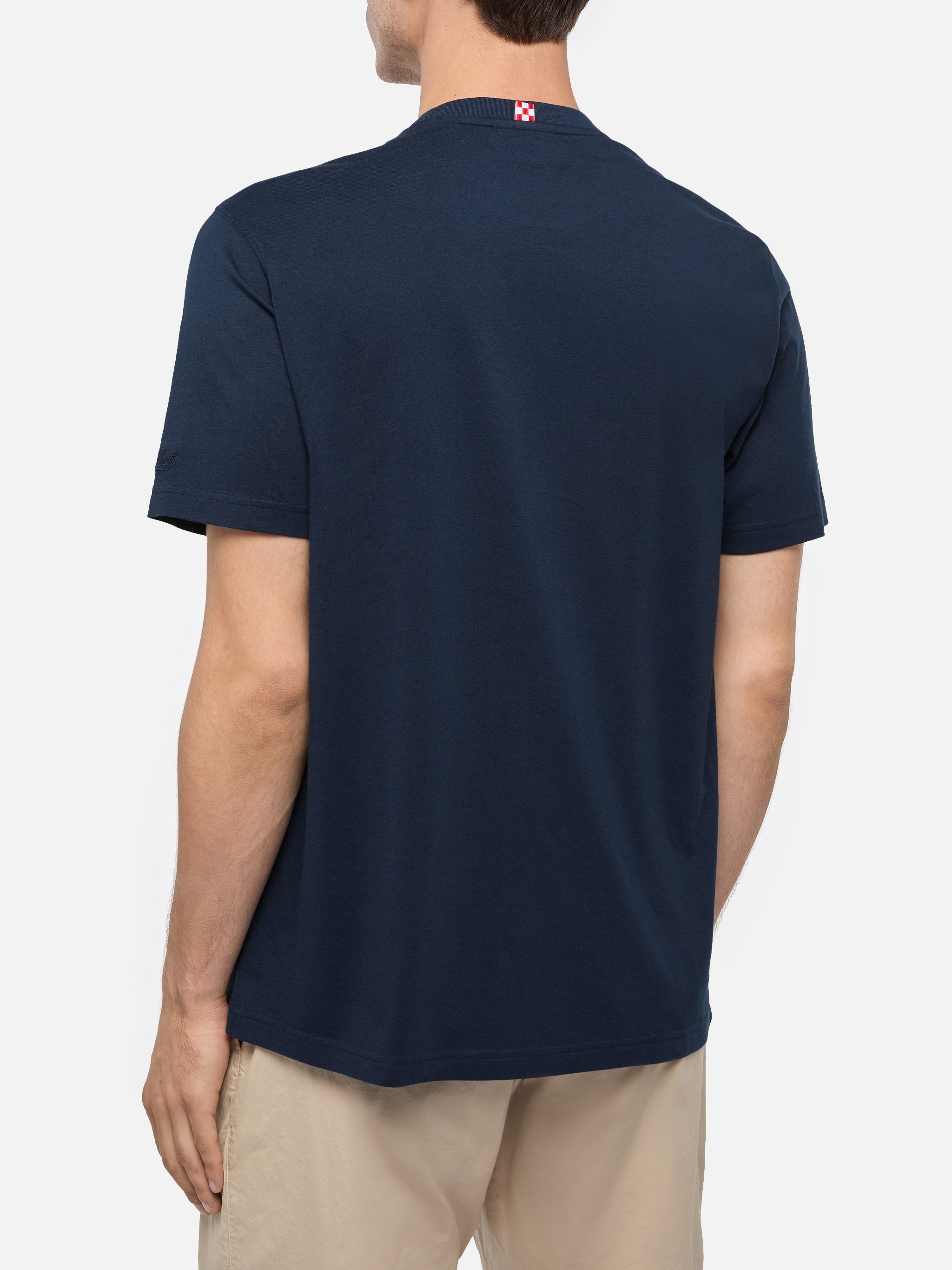 T-shirt in jersey di cotone blu navy Dover con ricamo St. Barth