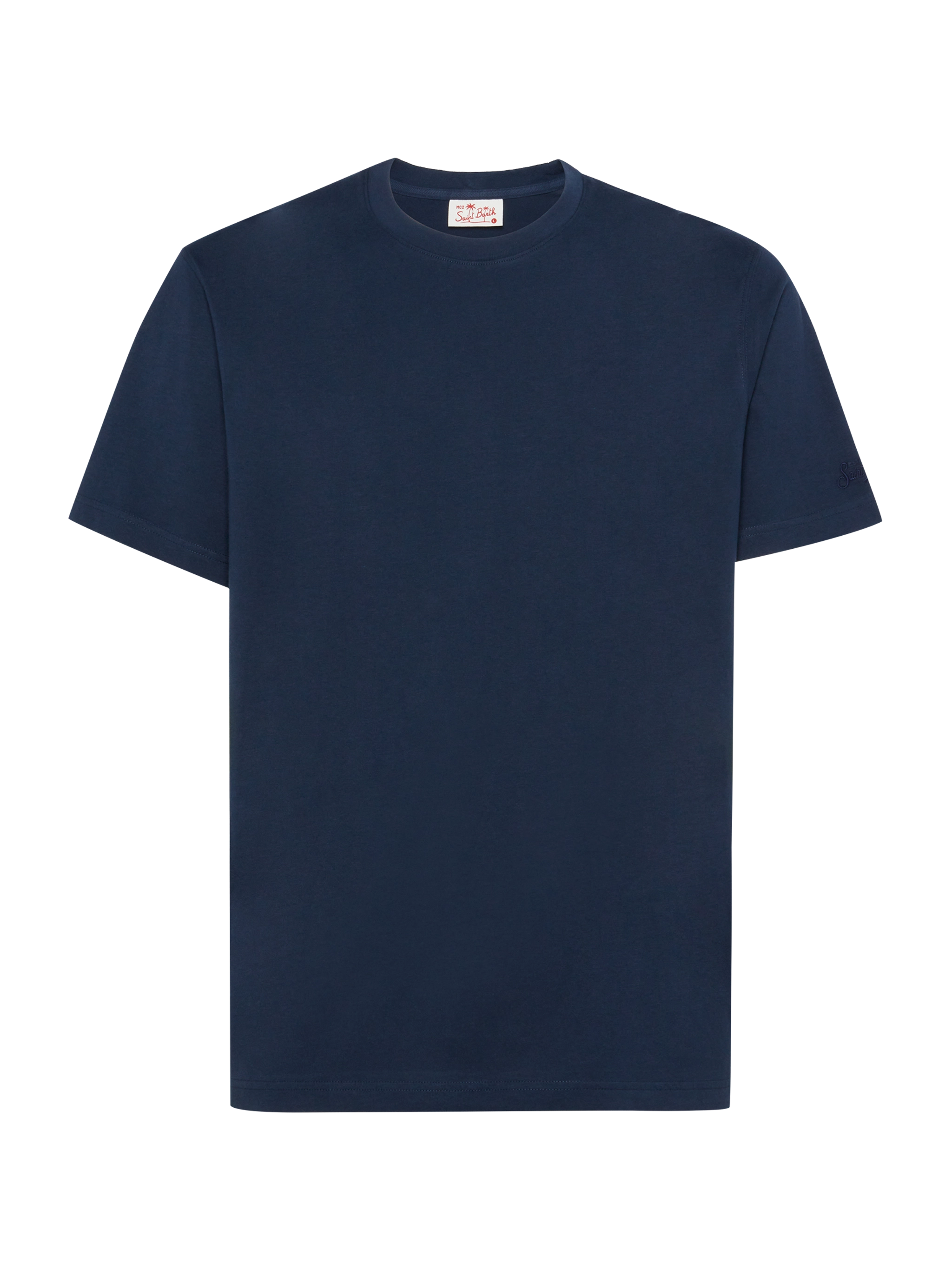 T-shirt in jersey di cotone blu navy Dover con ricamo St. Barth