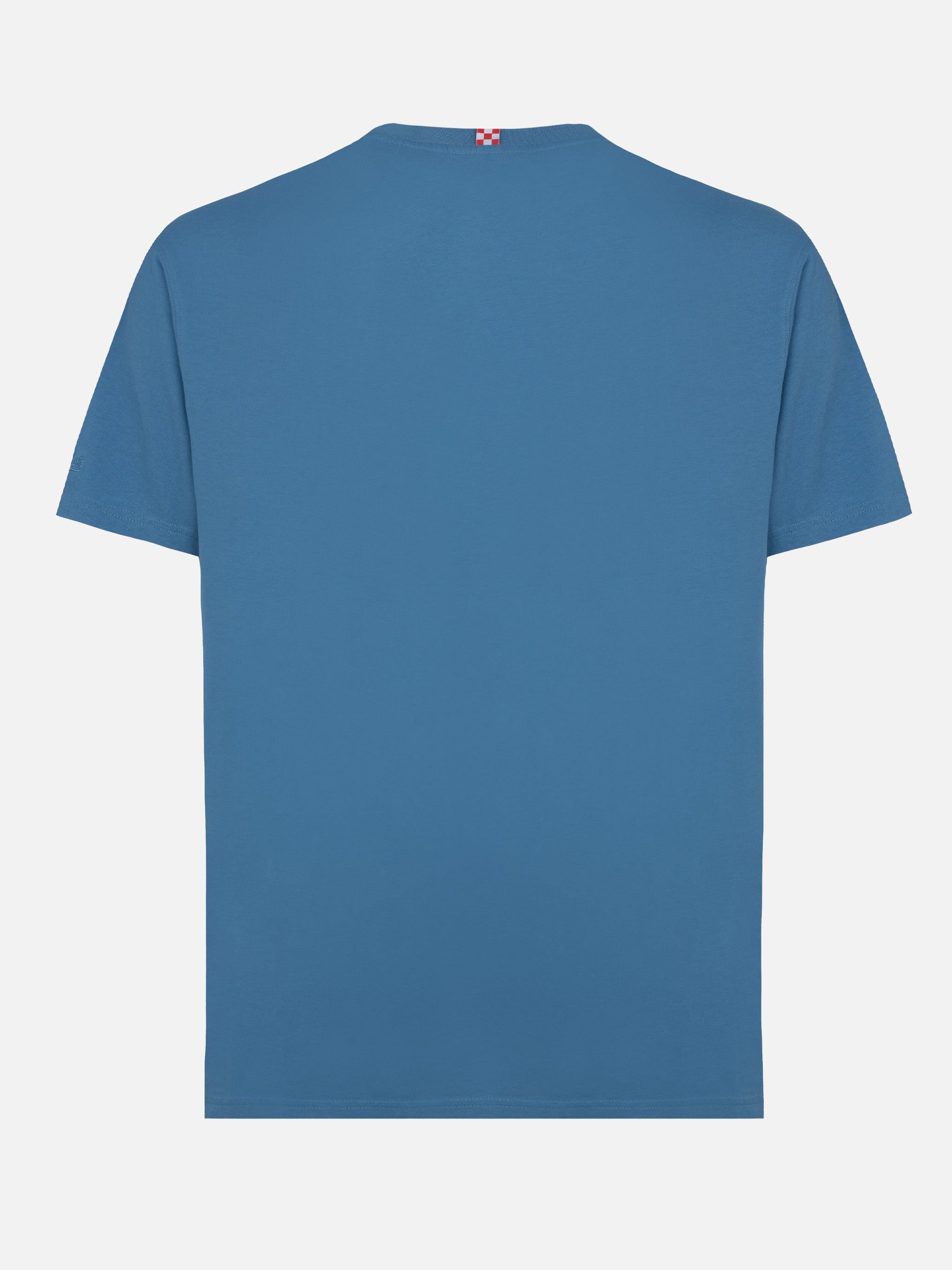 T-shirt in jersey di cotone blu polvere Dover con ricamo St. Barth