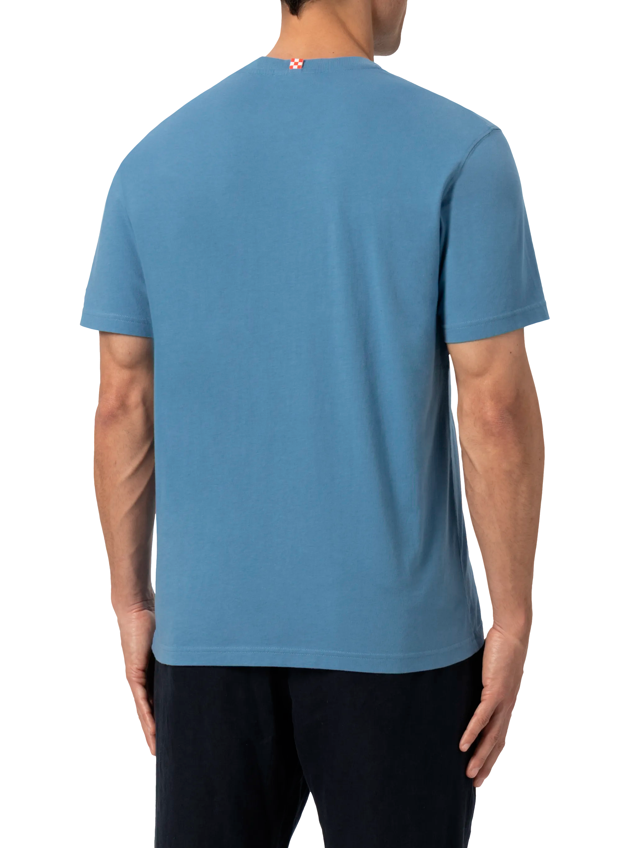 T-shirt in jersey di cotone blu polvere Dover con ricamo St. Barth