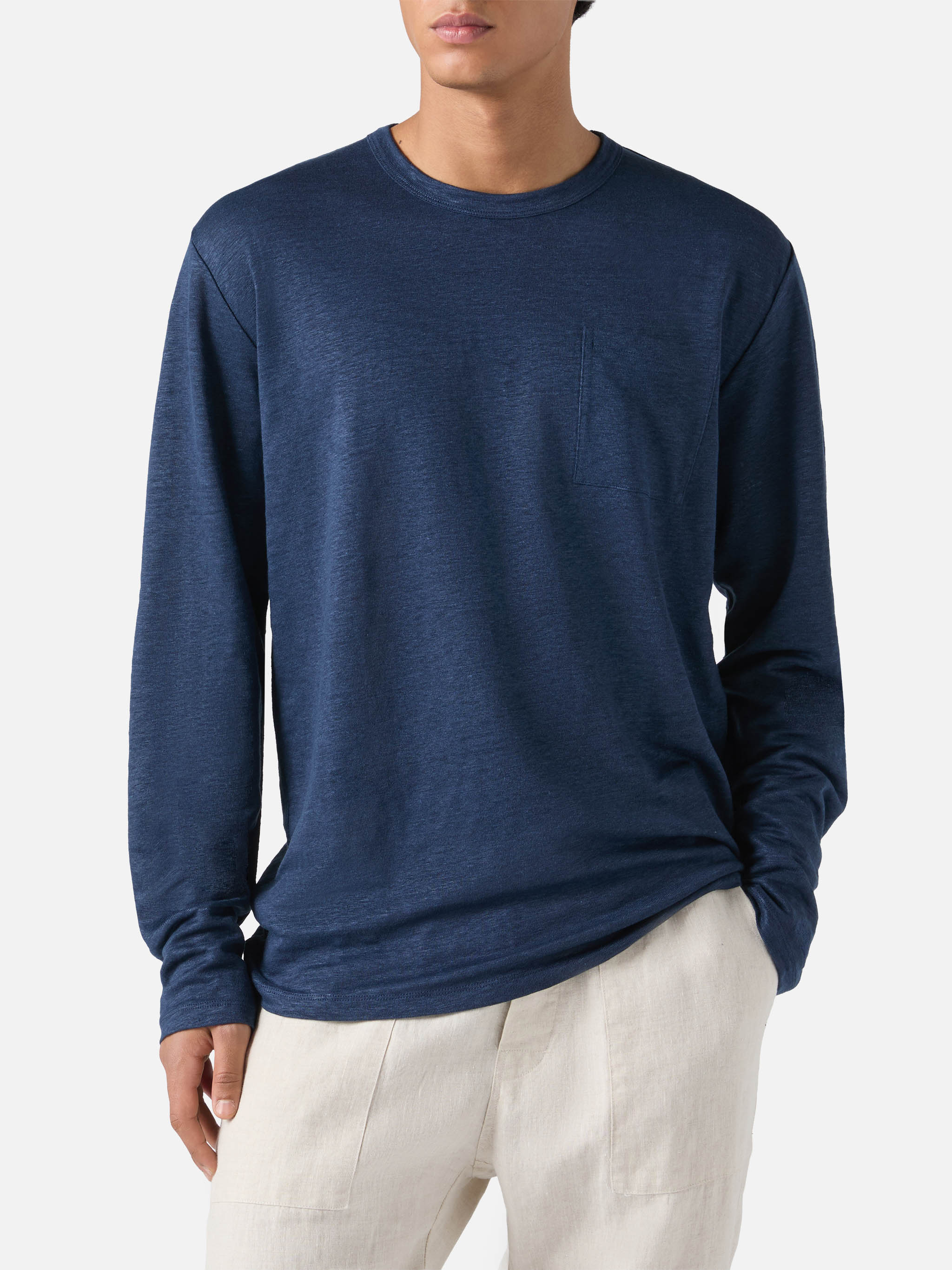 T-shirt in lino Ecstasea tinta unita blu navy