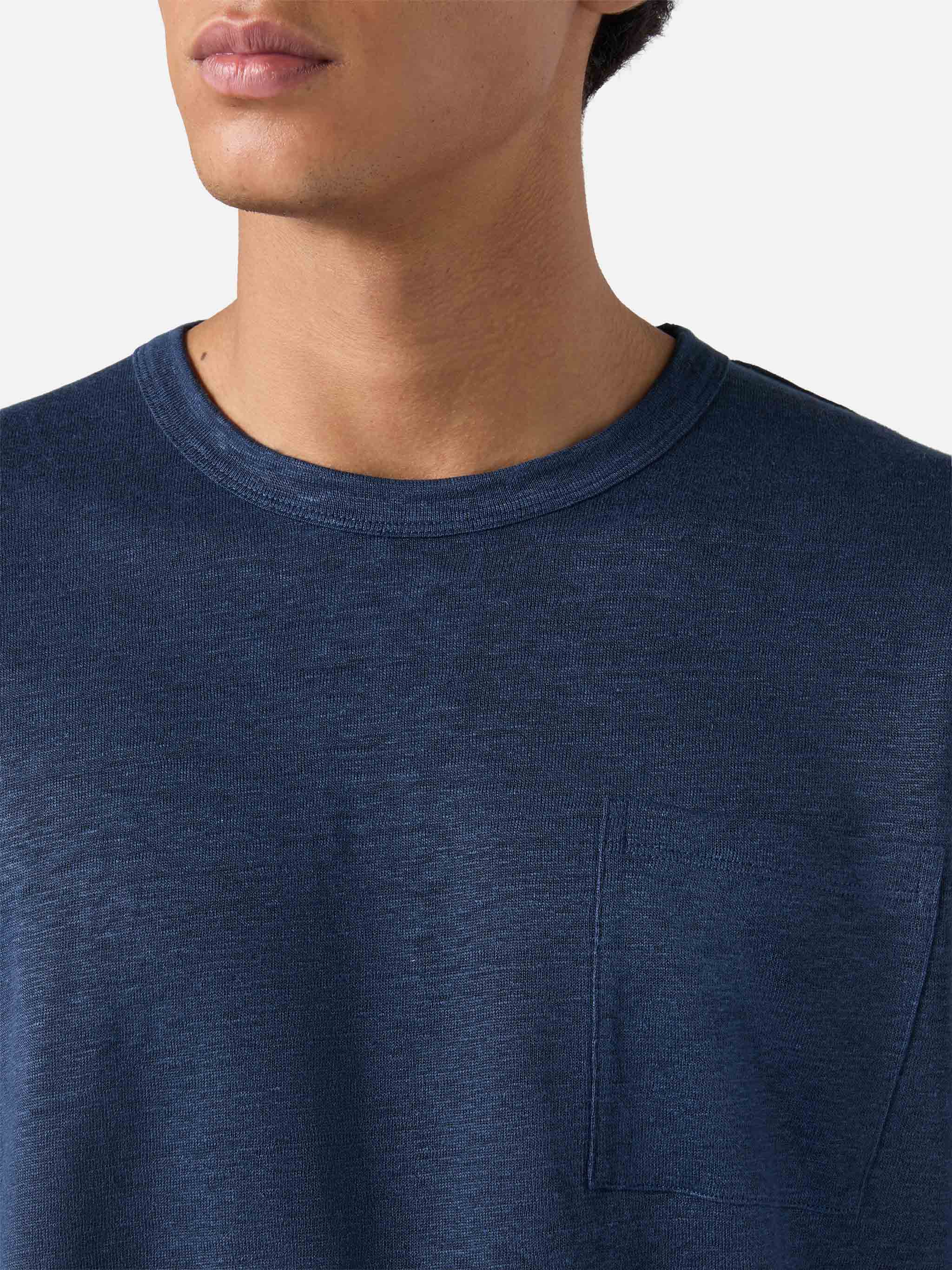 T-shirt in lino Ecstasea tinta unita blu navy