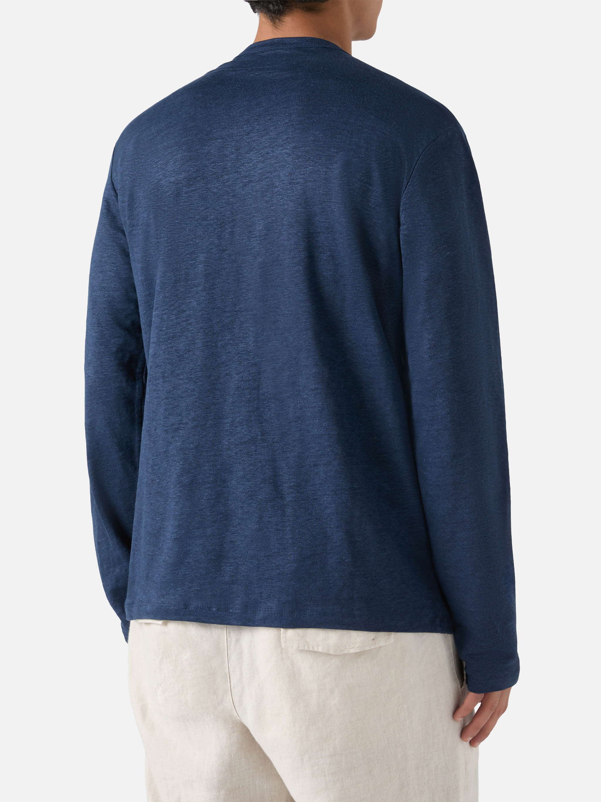 T-shirt in lino Ecstasea tinta unita blu navy