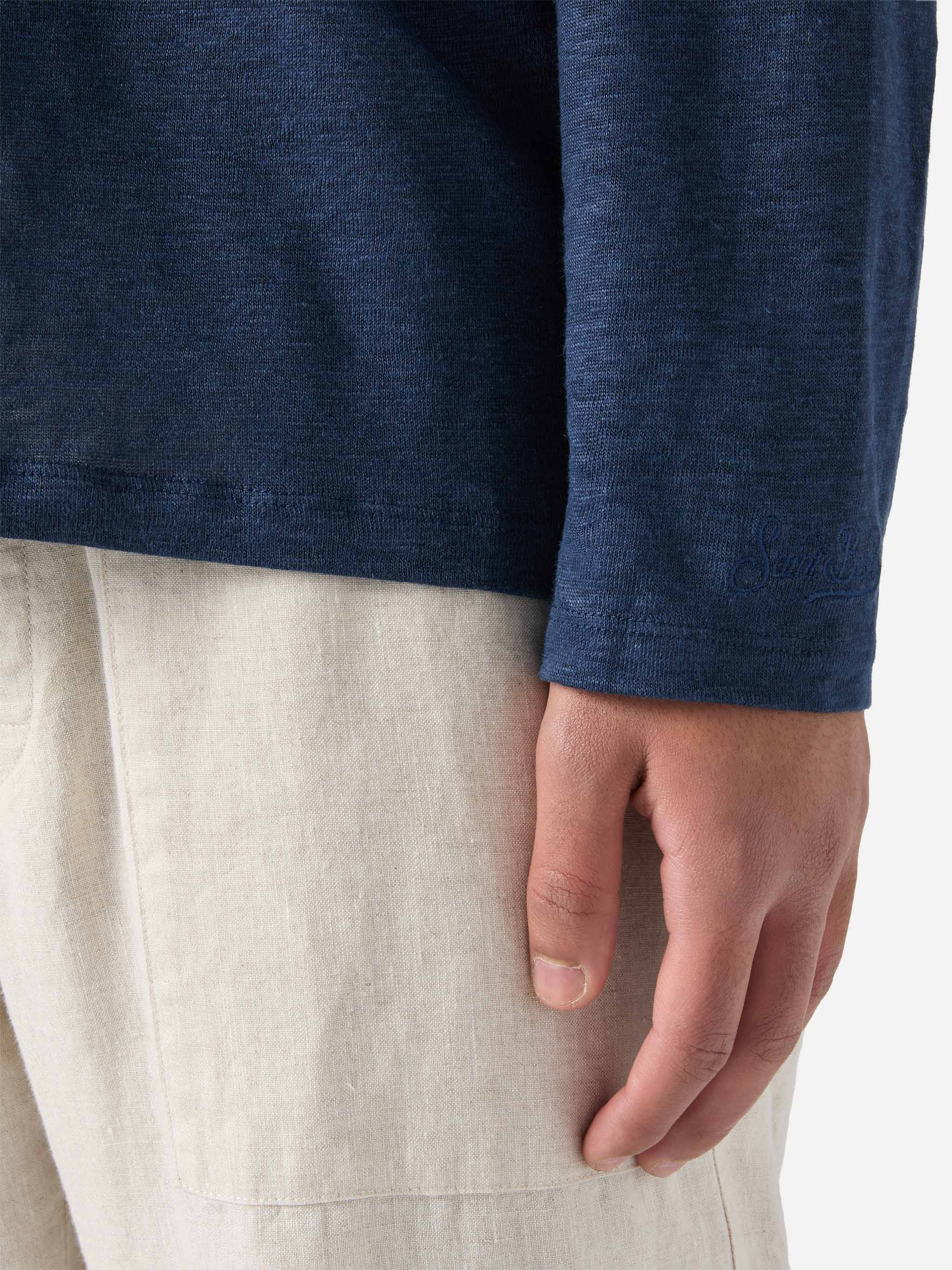 T-shirt in lino Ecstasea tinta unita blu navy