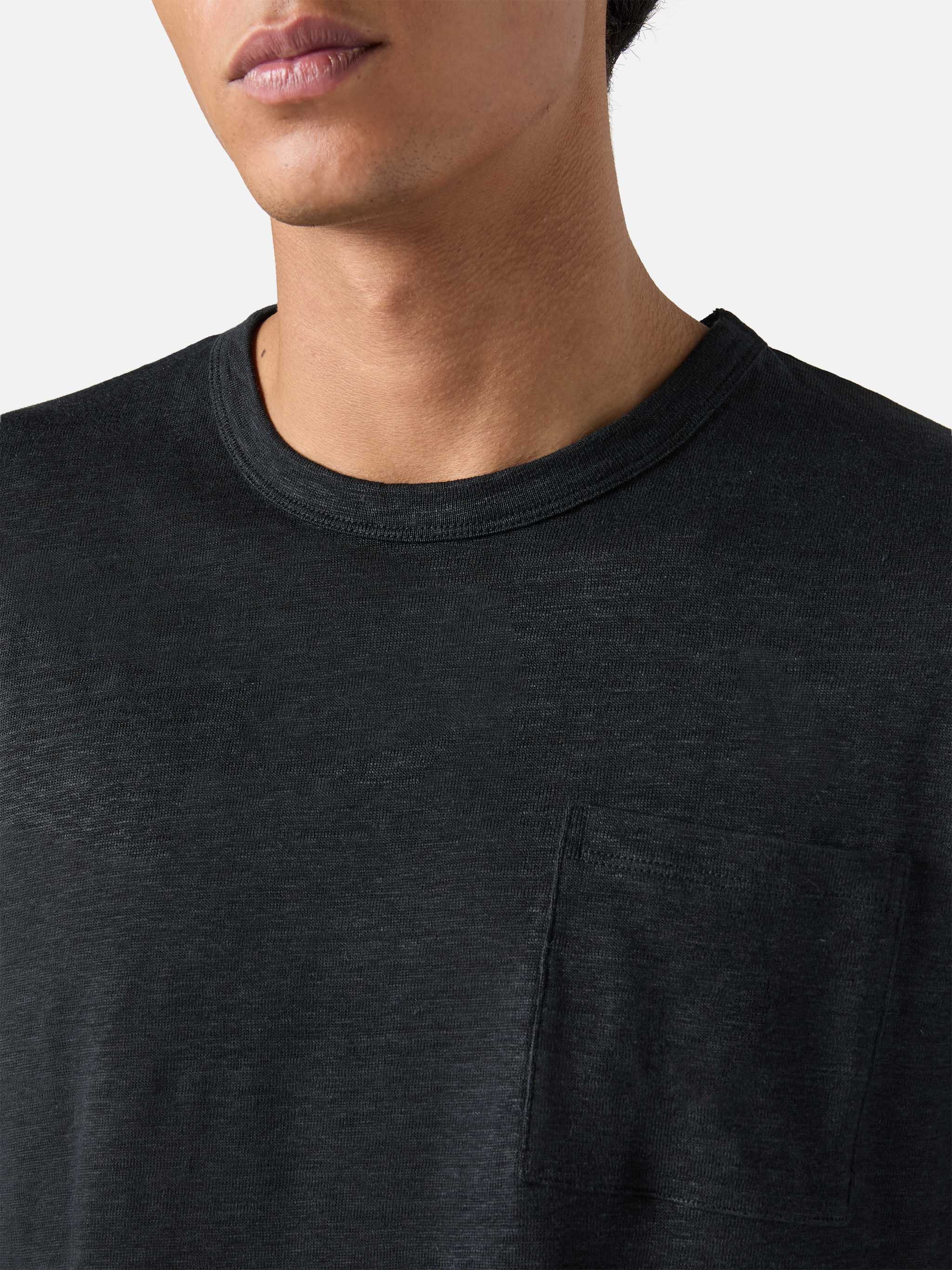 T-shirt Ecstasea in lino tinta unita nera