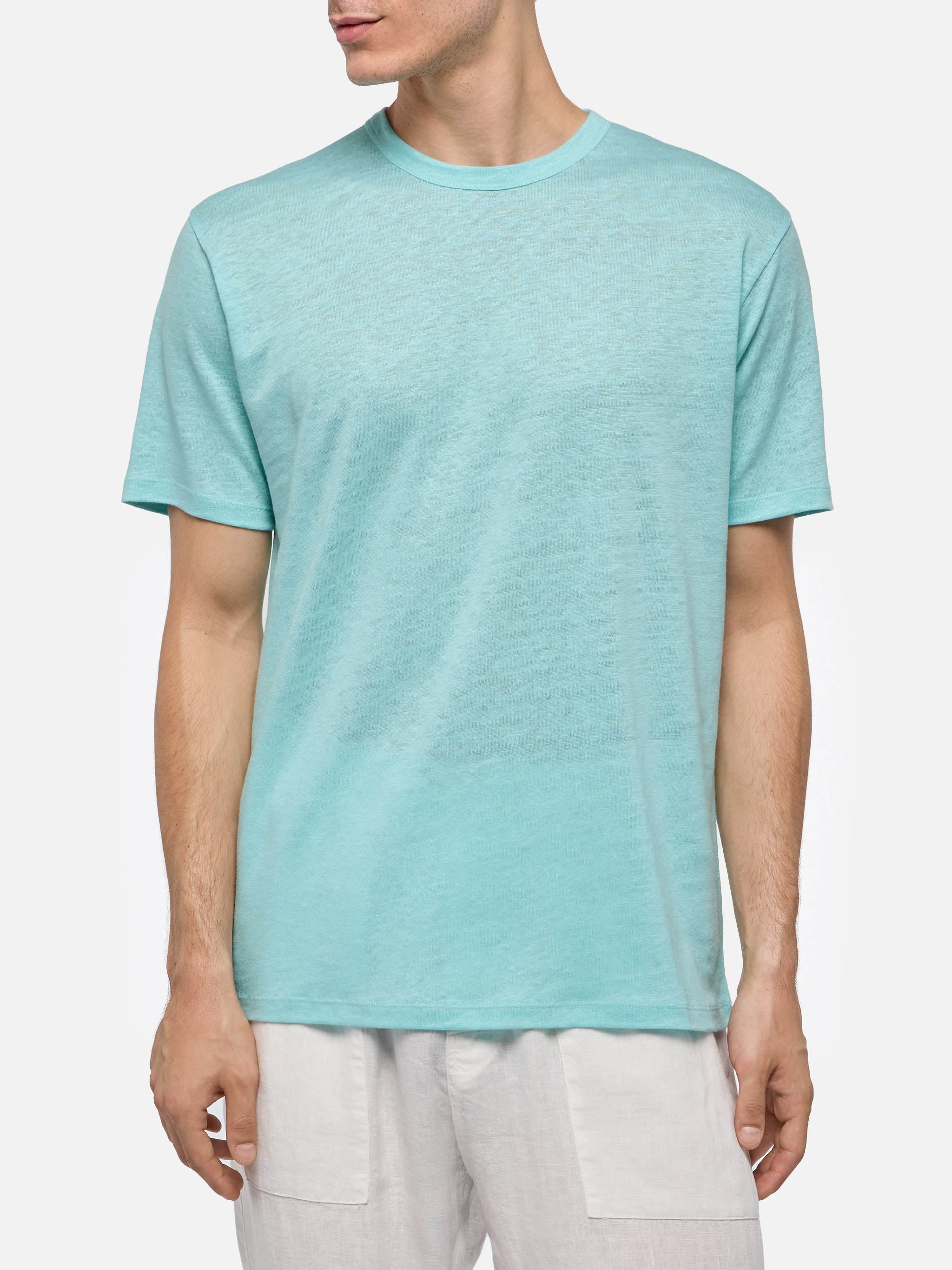 T-shirt in jersey di lino verde acqua Ecstasea