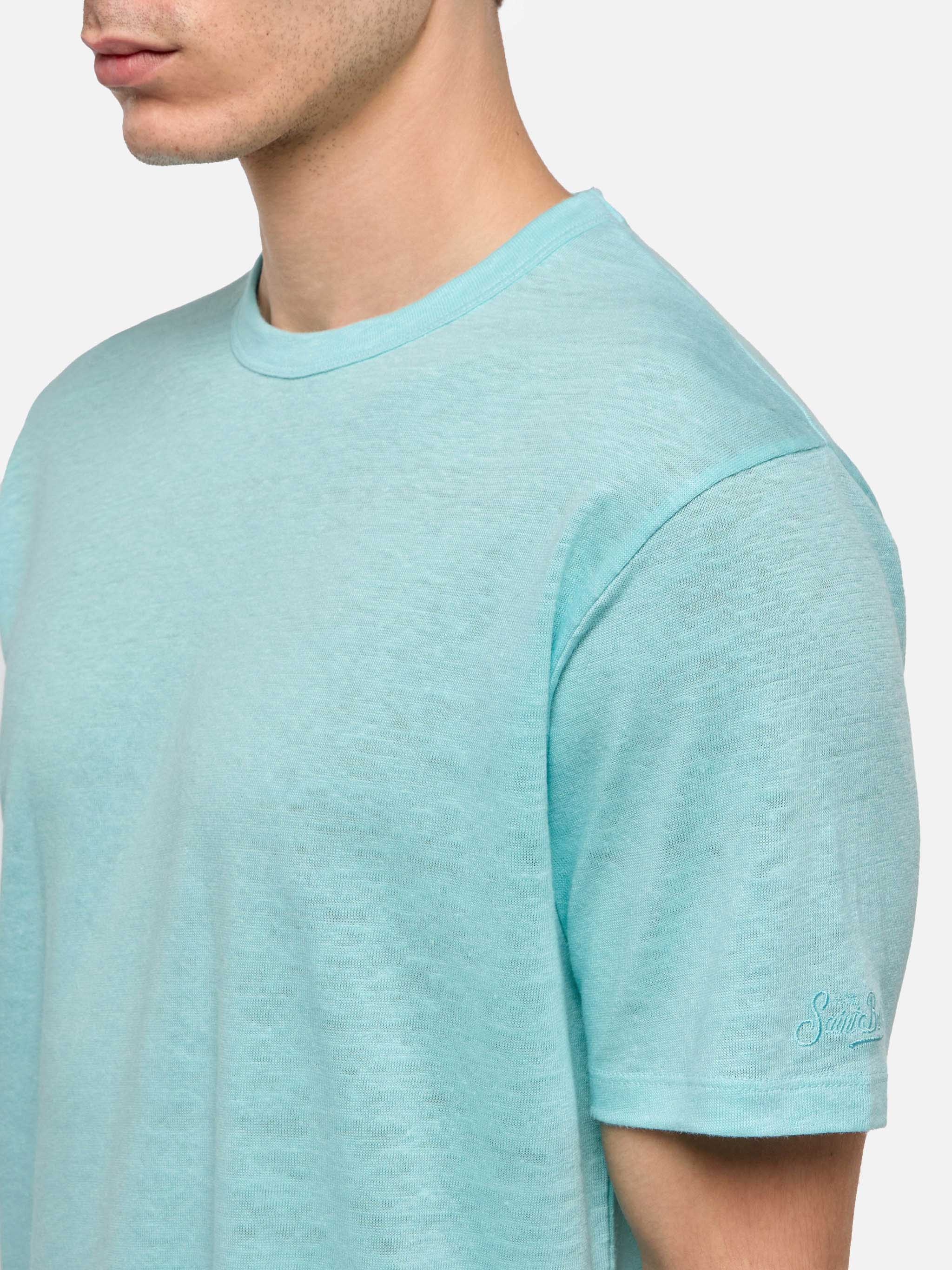 T-shirt in jersey di lino verde acqua Ecstasea