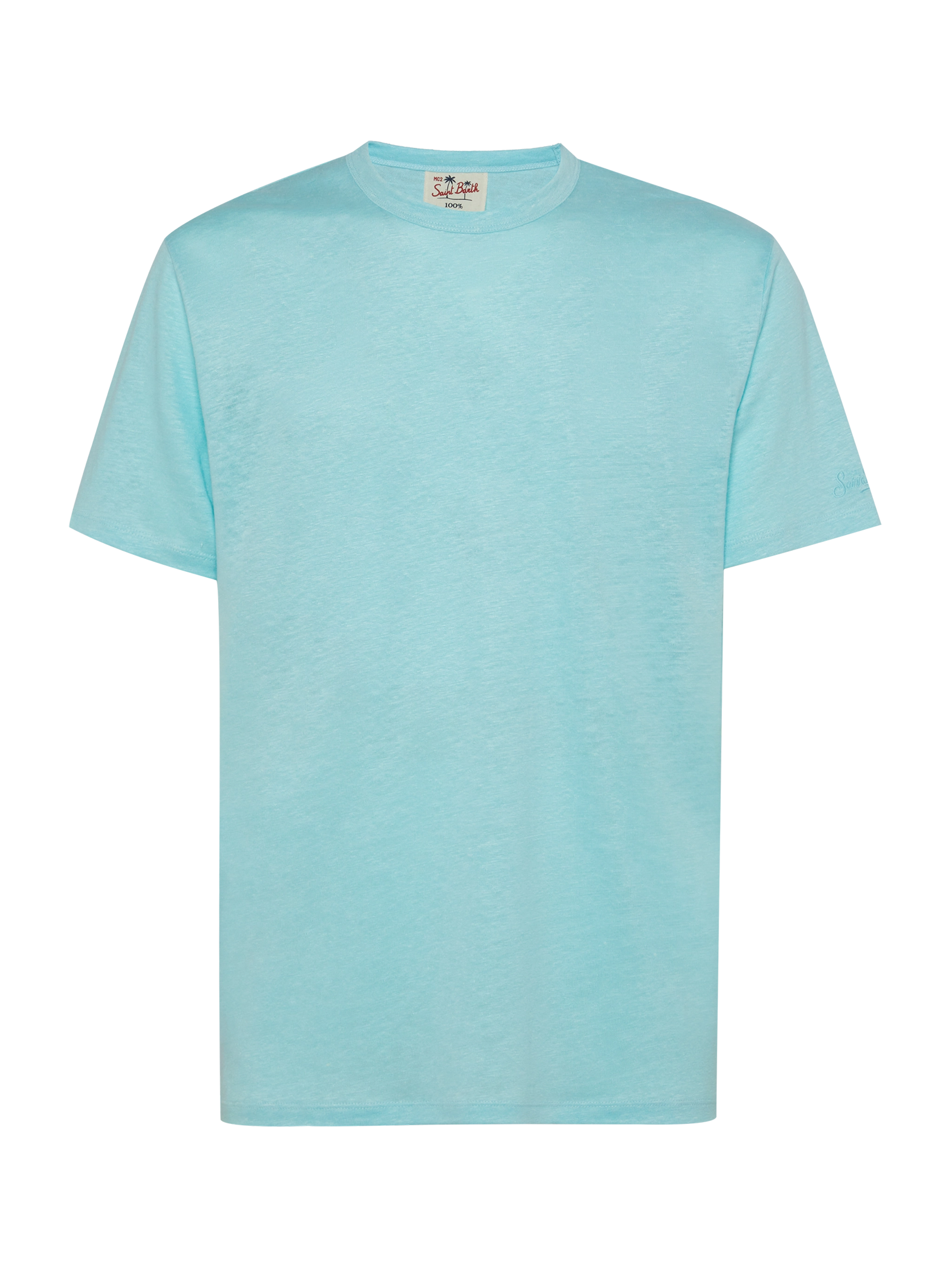 T-shirt in jersey di lino verde acqua Ecstasea