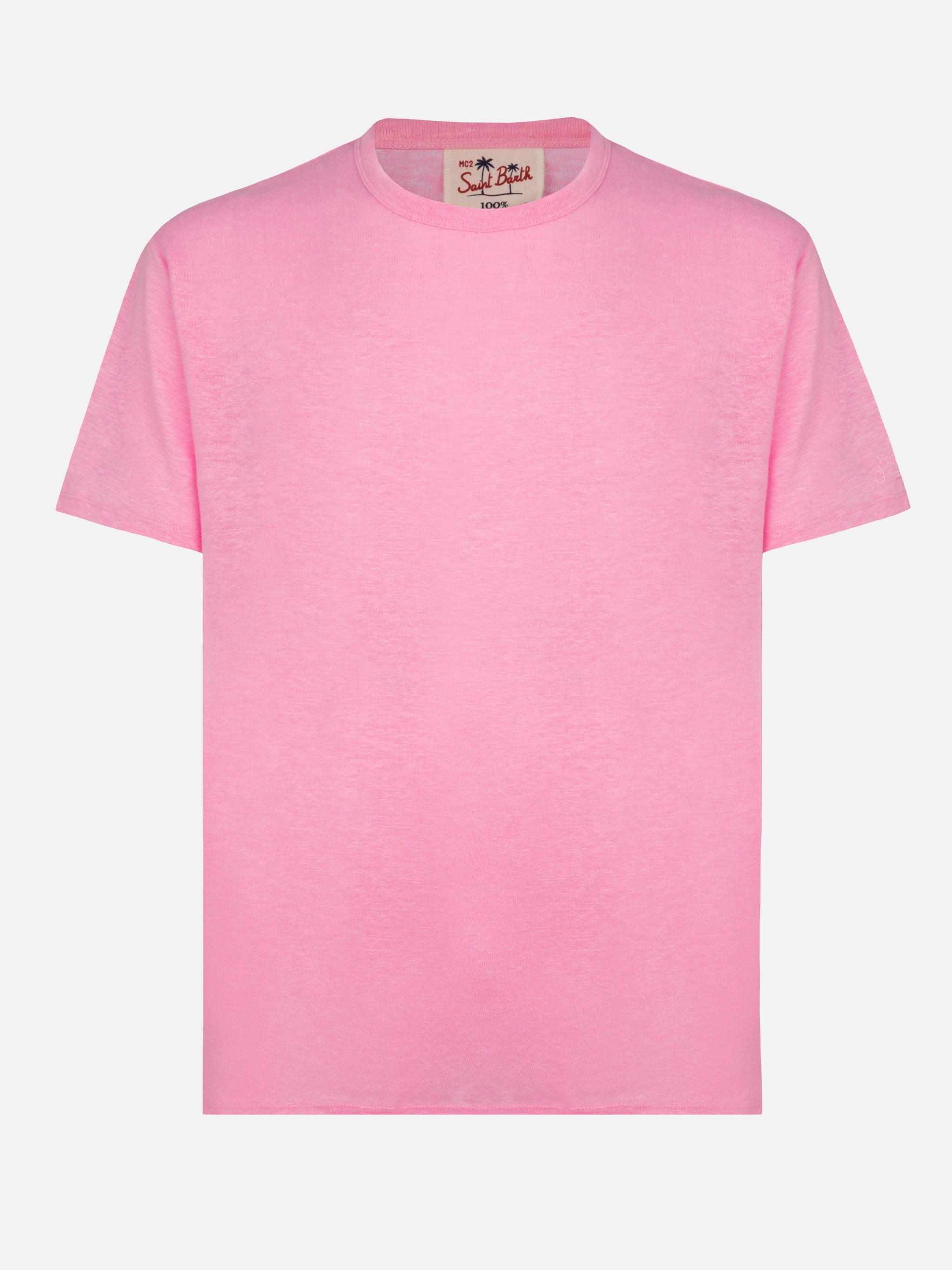 T-shirt in jersey di lino rosa bubble Ecstasea