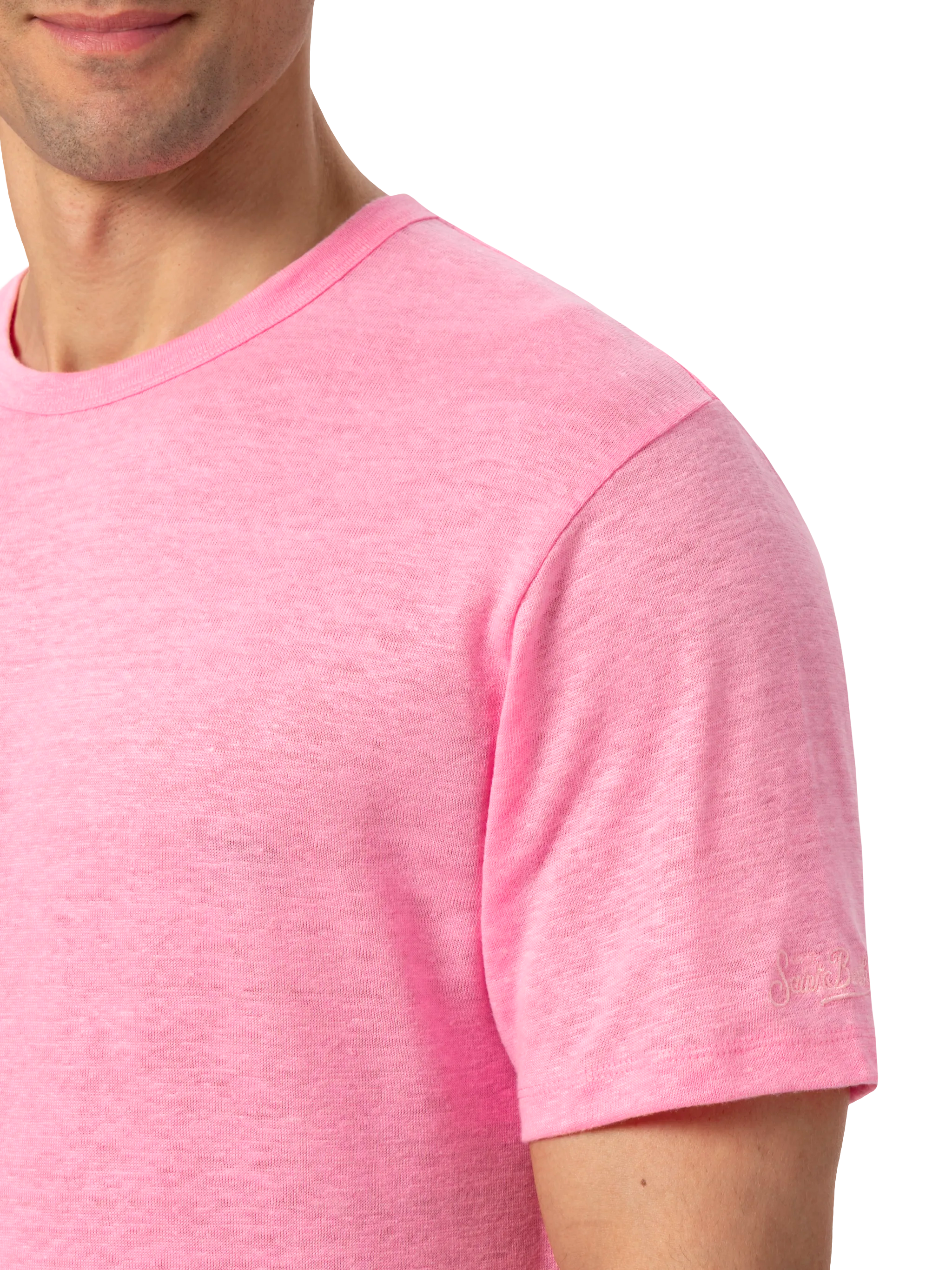 T-shirt in jersey di lino rosa bubble Ecstasea