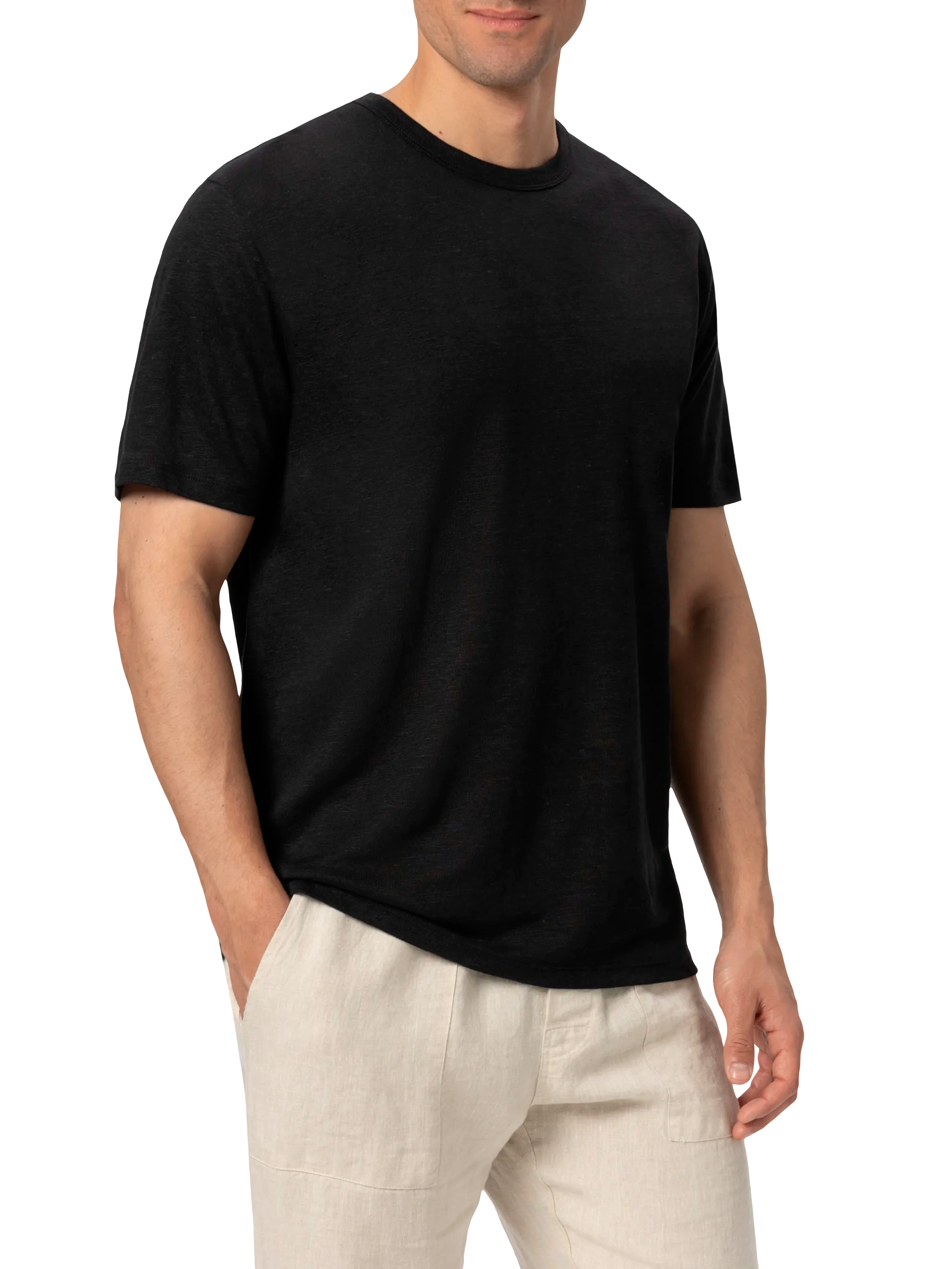 T-shirt in jersey di lino nera Ecstasea
