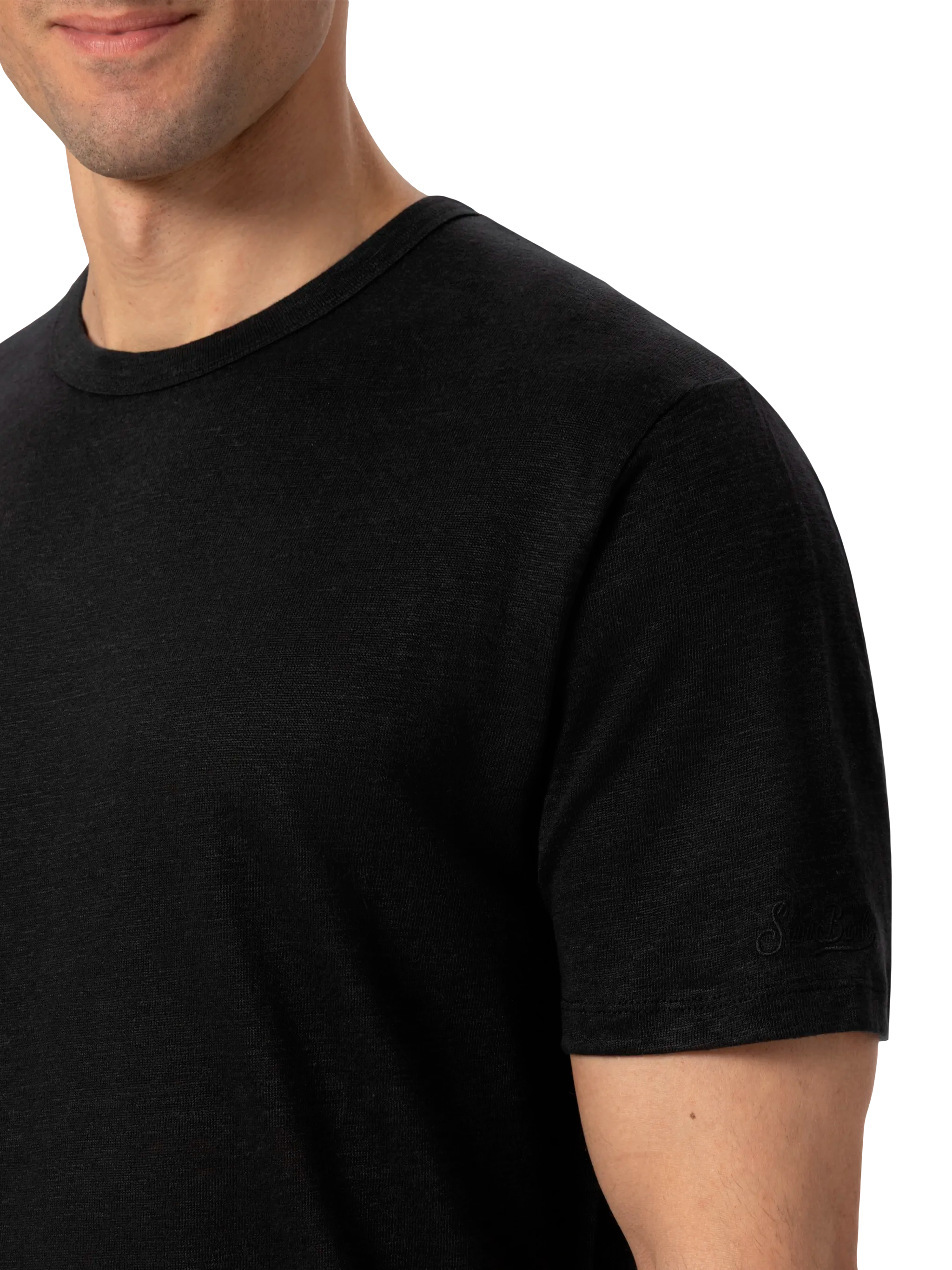 T-shirt in jersey di lino nera Ecstasea