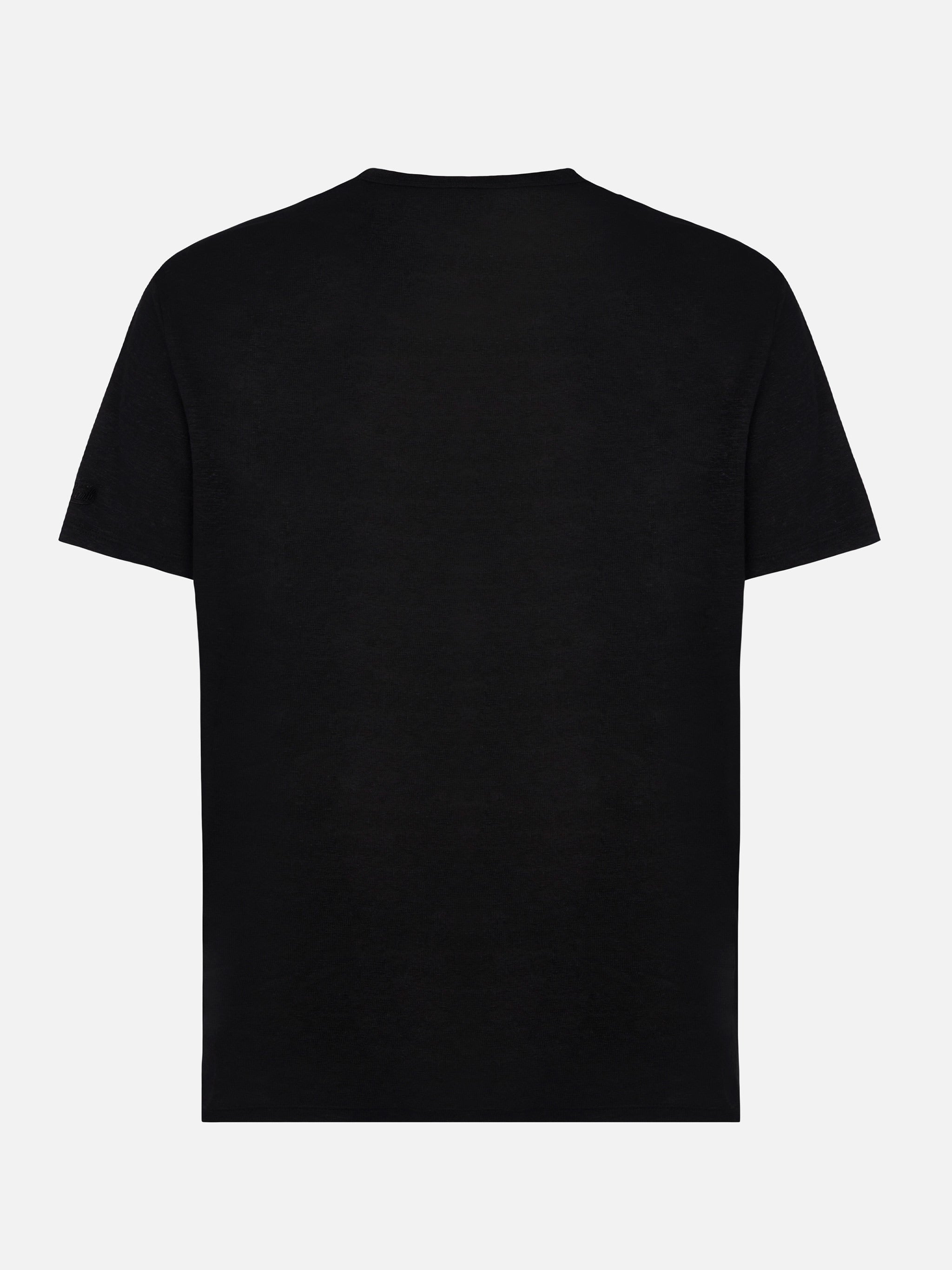 T-shirt in jersey di lino nera Ecstasea