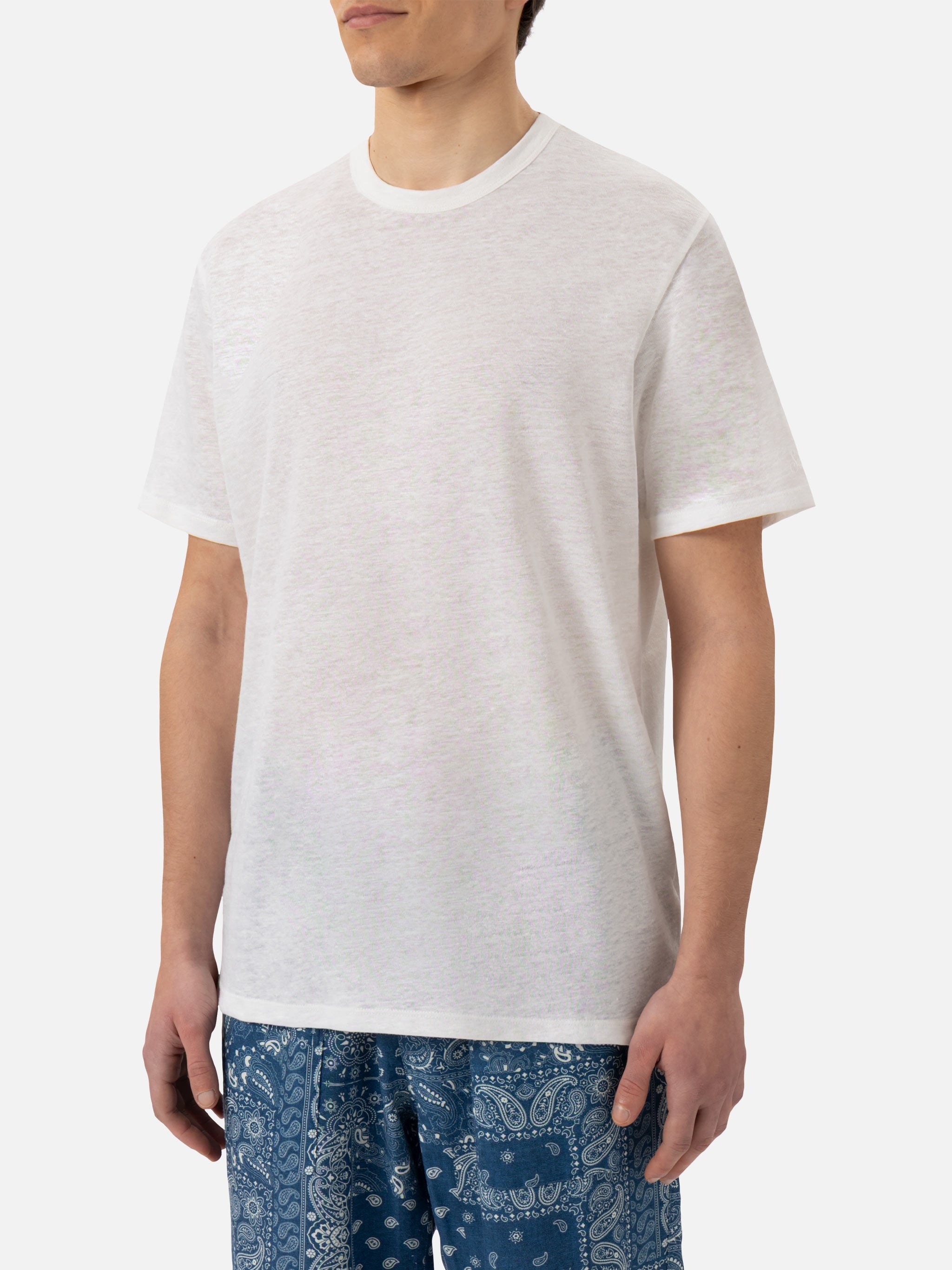T-shirt in jersey di lino bianco Ecstasea