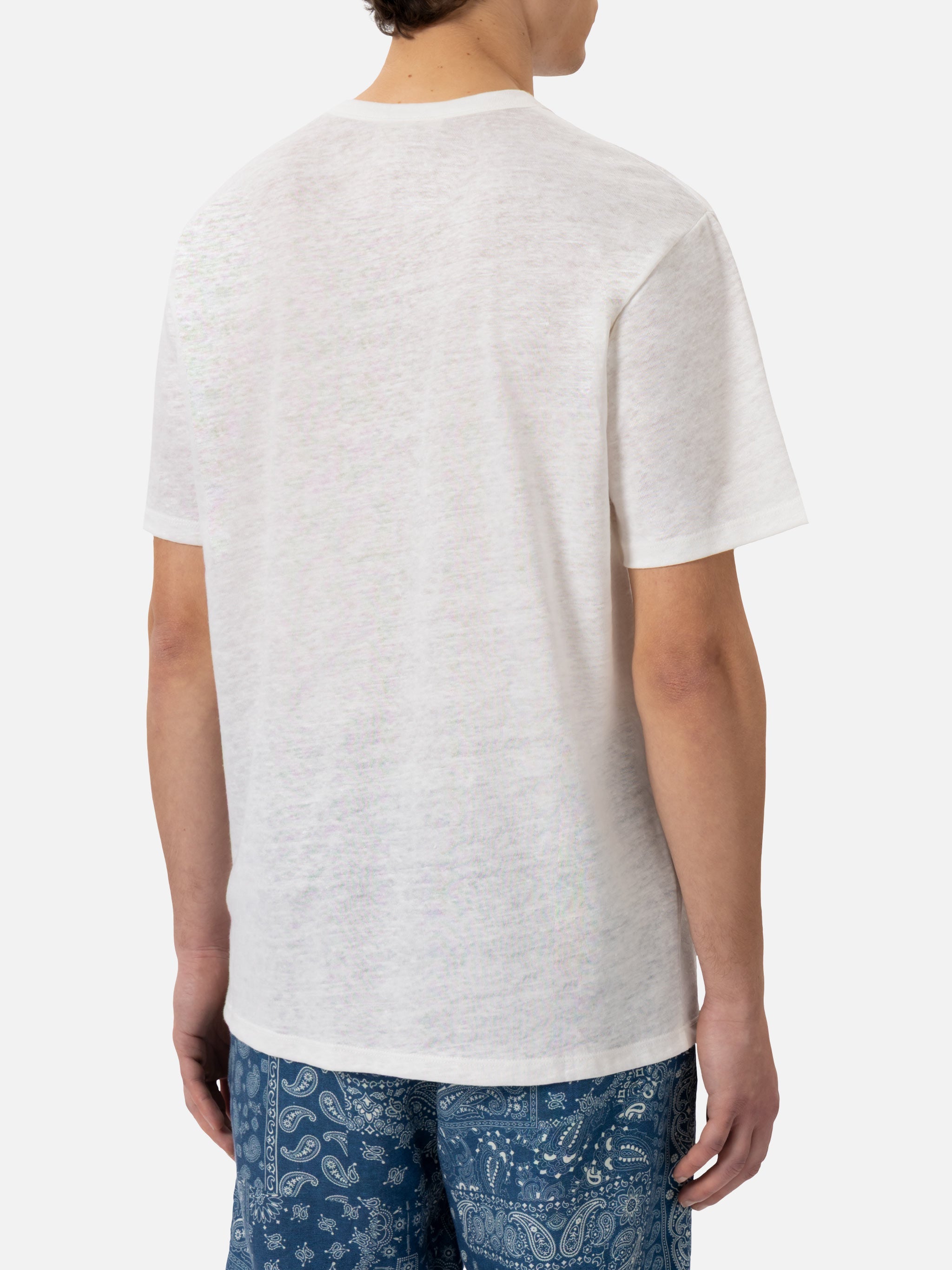 T-shirt in jersey di lino bianco Ecstasea