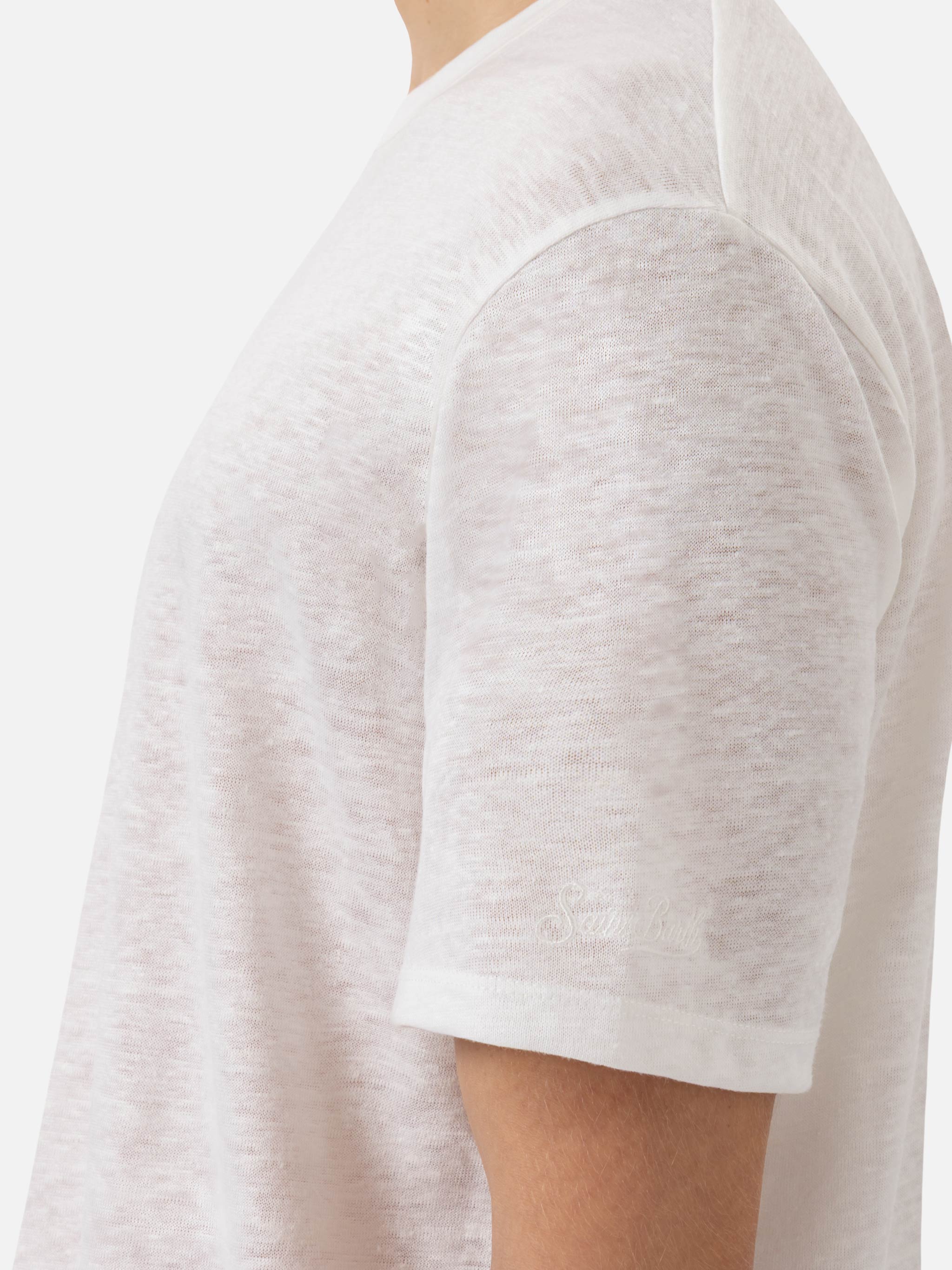 T-shirt in jersey di lino bianco Ecstasea