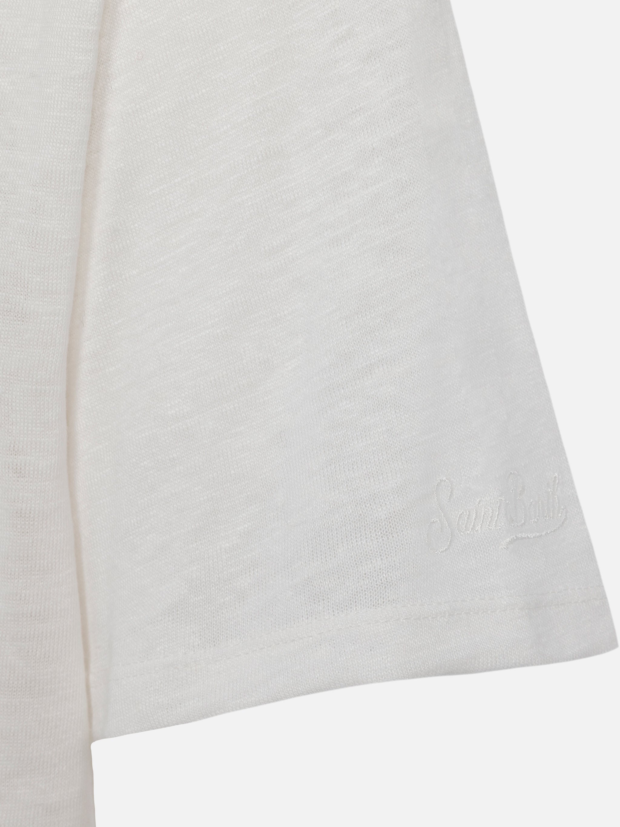 T-shirt in jersey di lino bianco Ecstasea