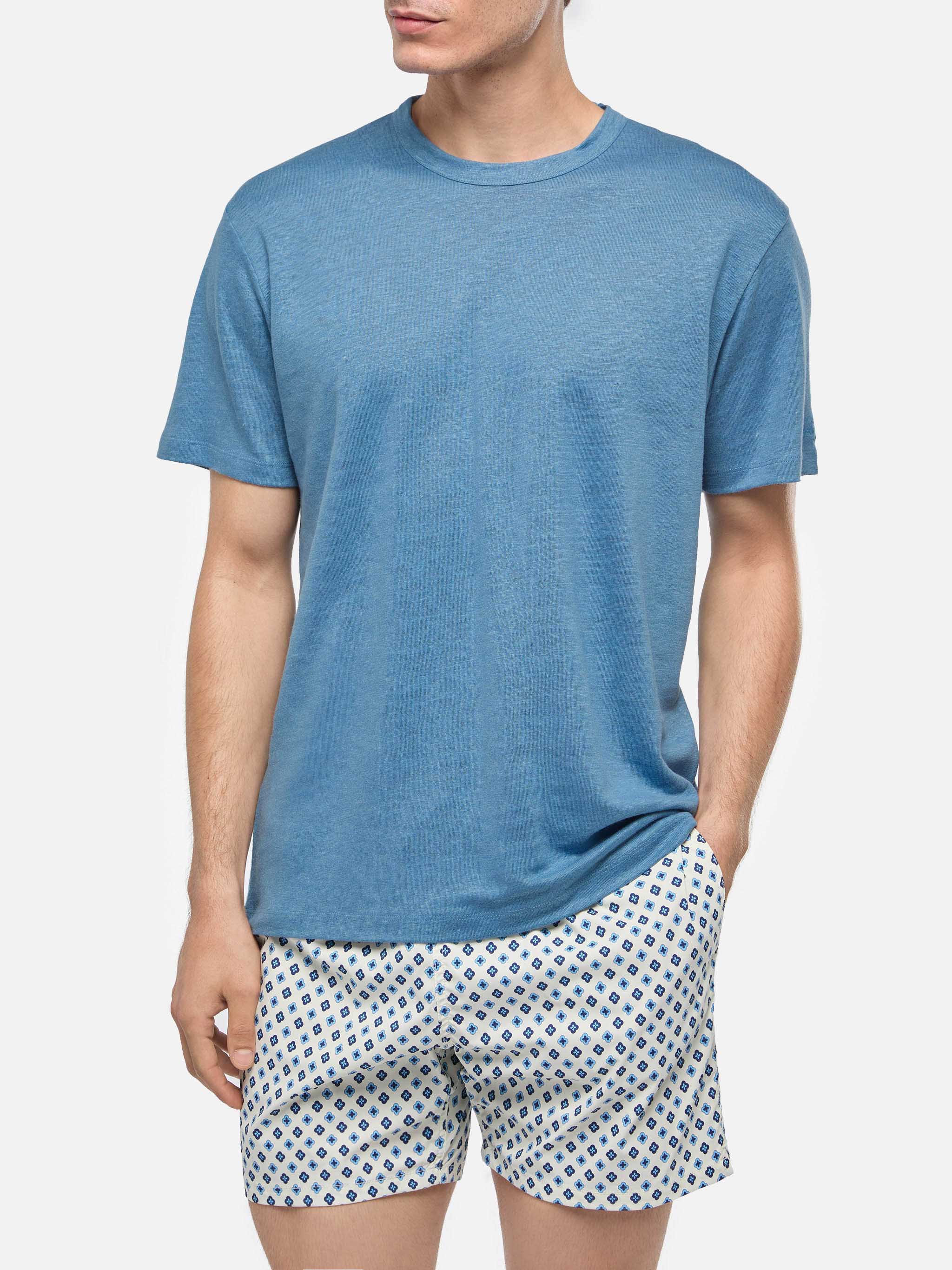 T-shirt in jersey di lino blu polvere Ecstasea