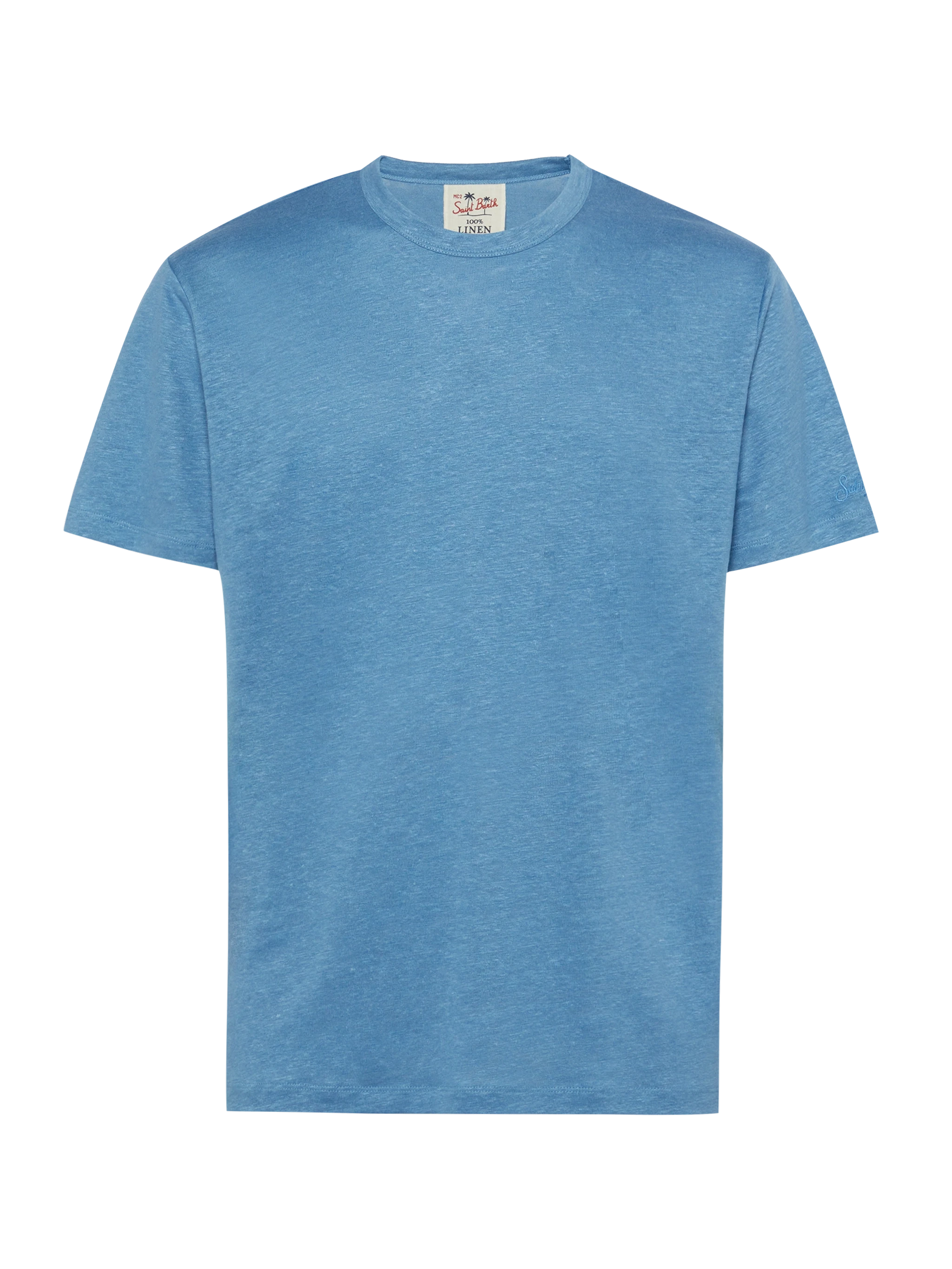 T-shirt in jersey di lino blu polvere Ecstasea