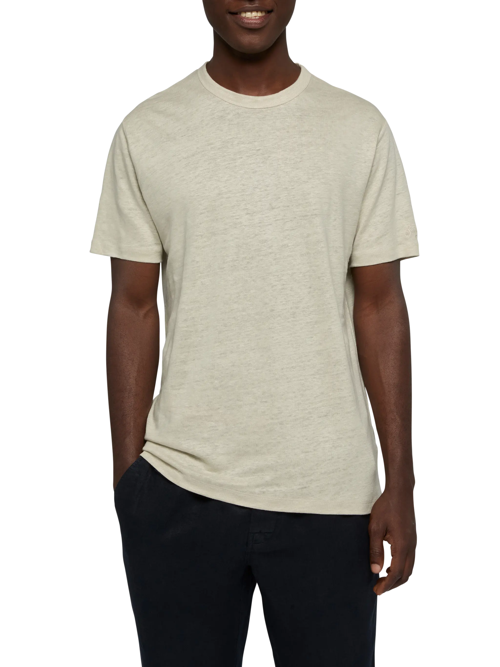 T-shirt in jersey di lino bianco sporco Ecstasea