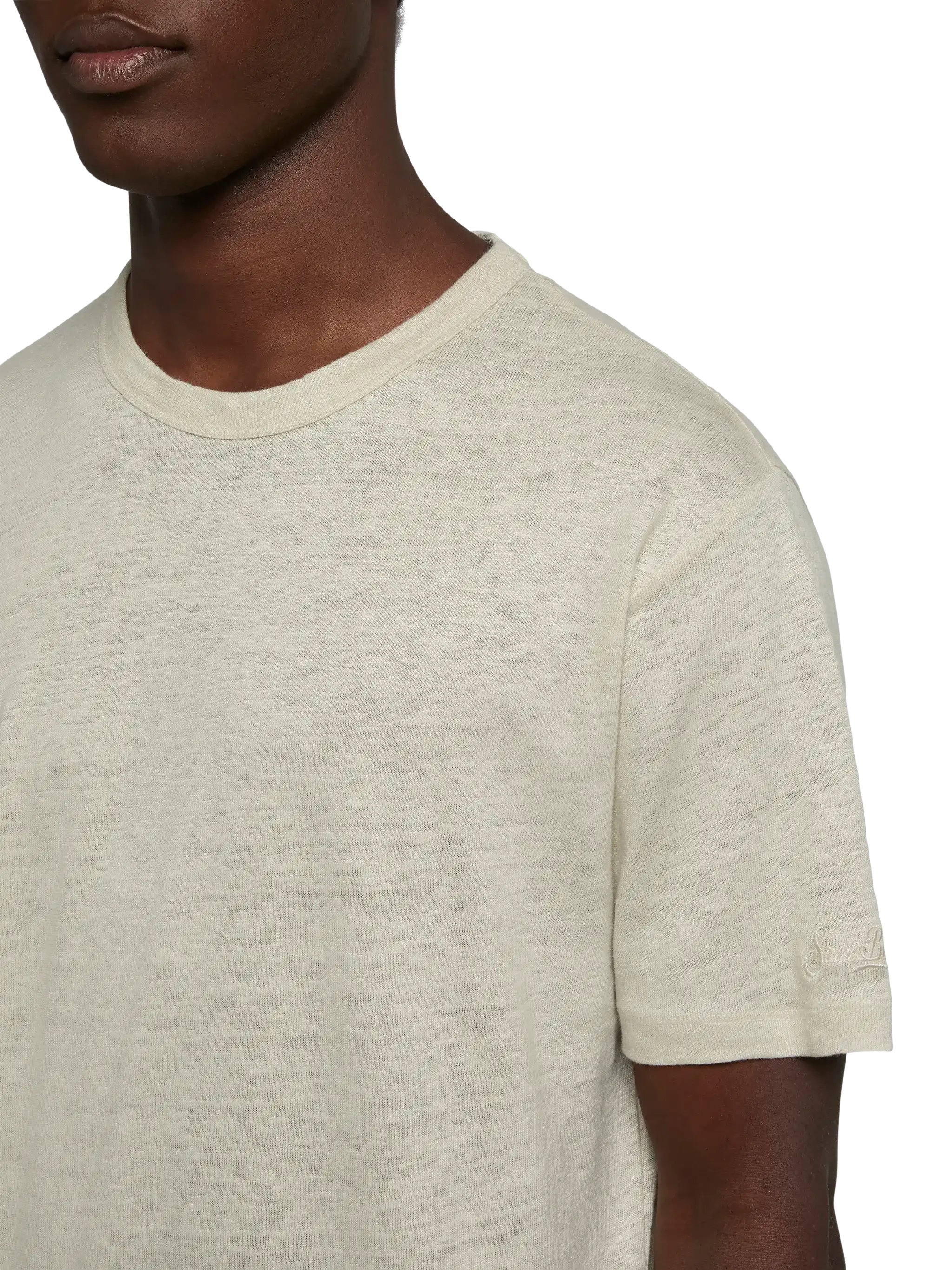 T-shirt in jersey di lino bianco sporco Ecstasea