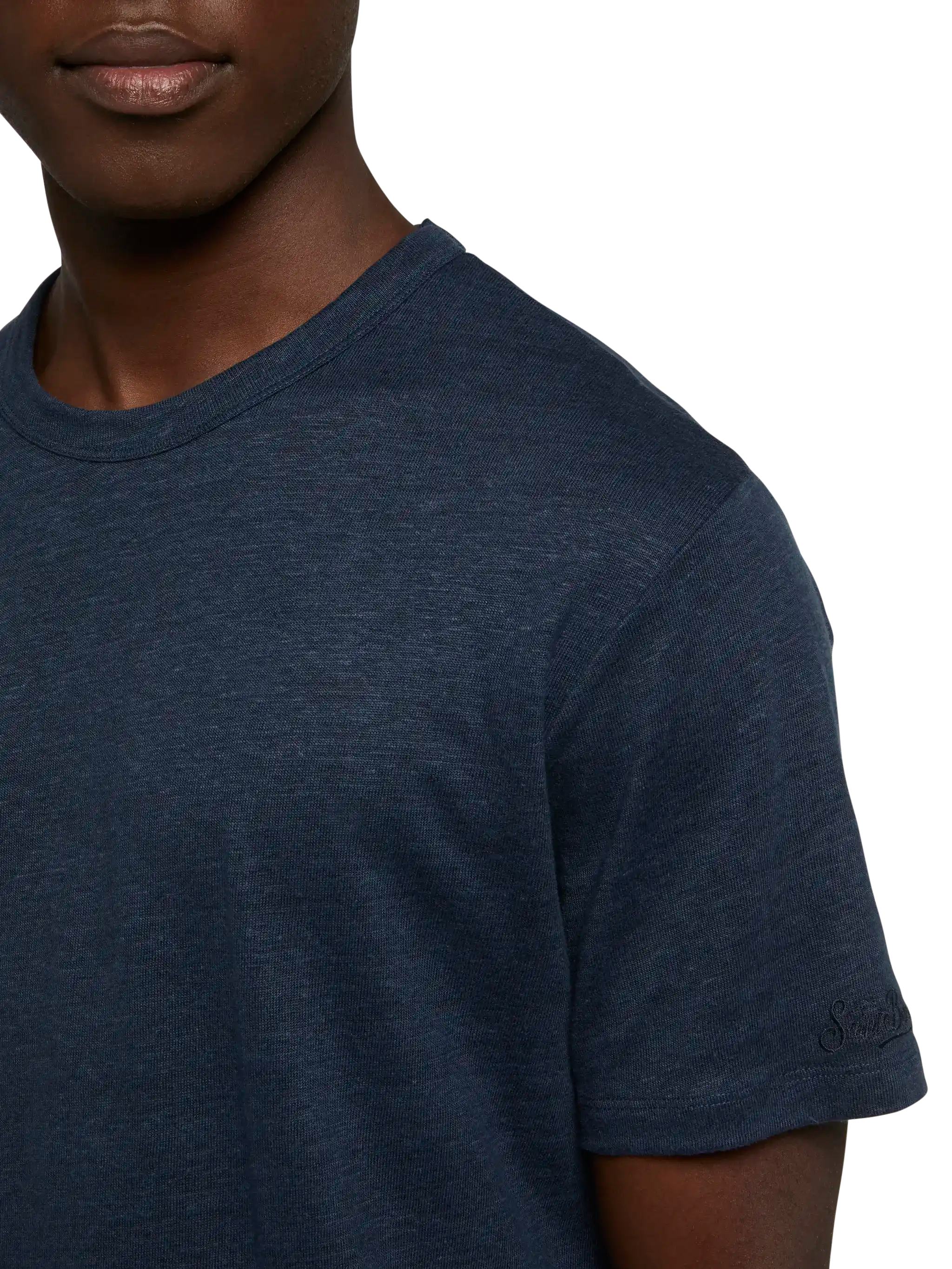 T-shirt in jersey di lino blu navy Ecstasea