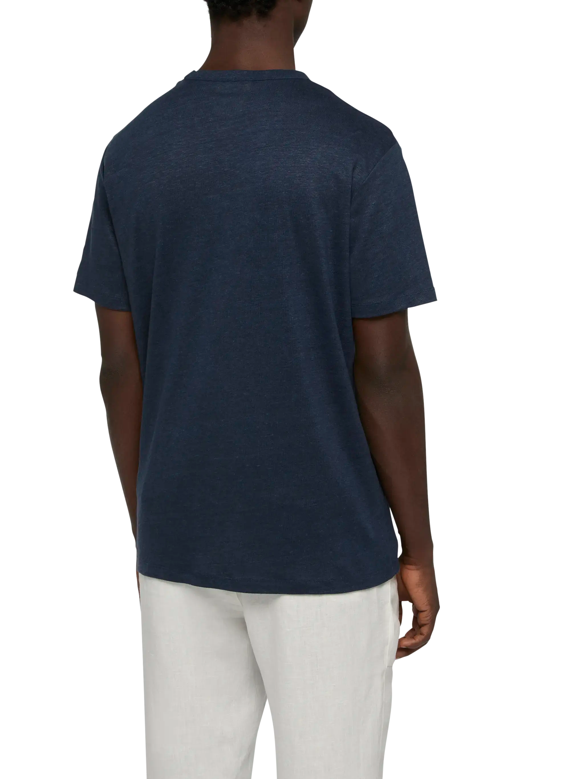 T-shirt in jersey di lino blu navy Ecstasea