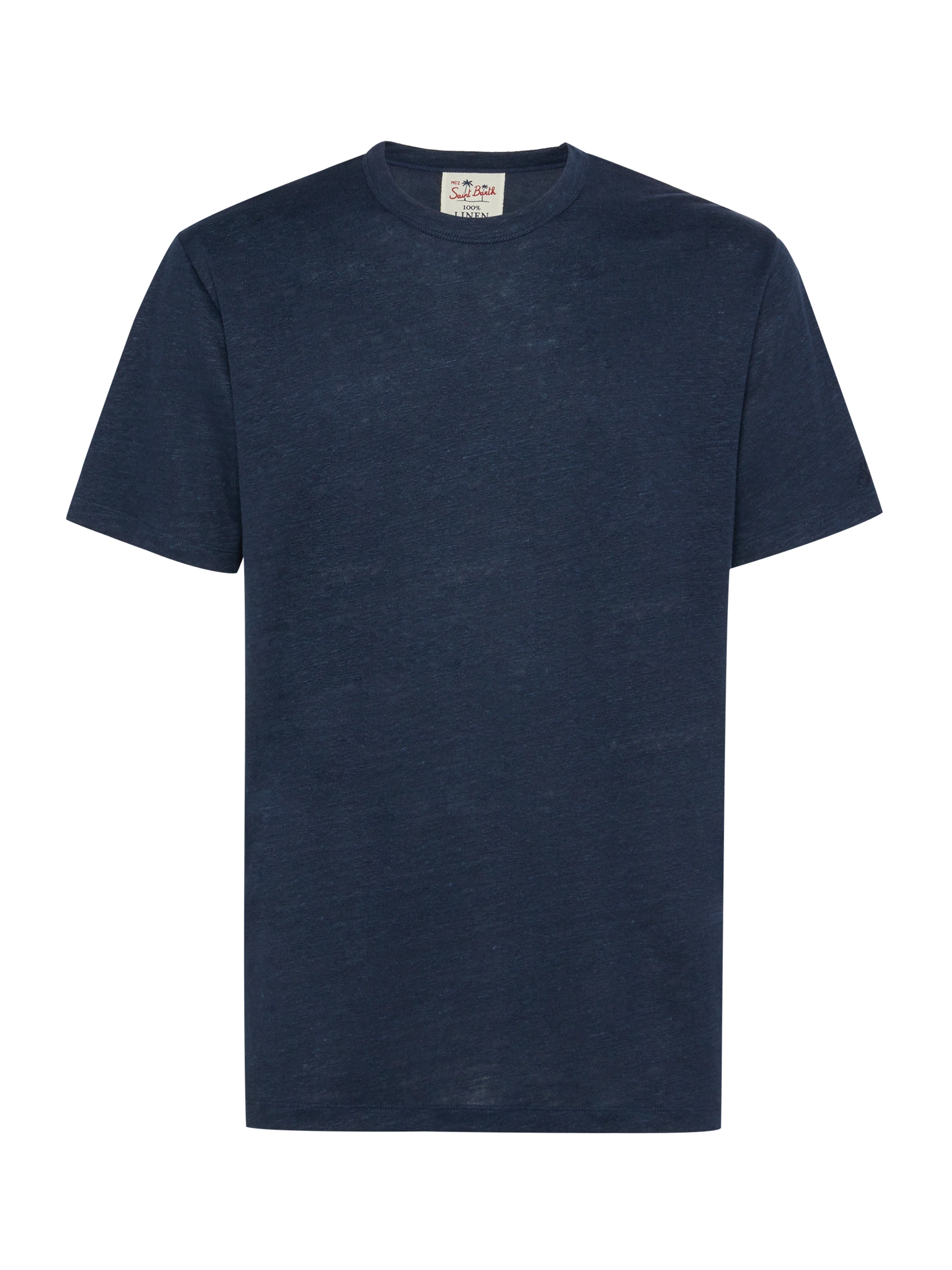 T-shirt in jersey di lino blu navy Ecstasea