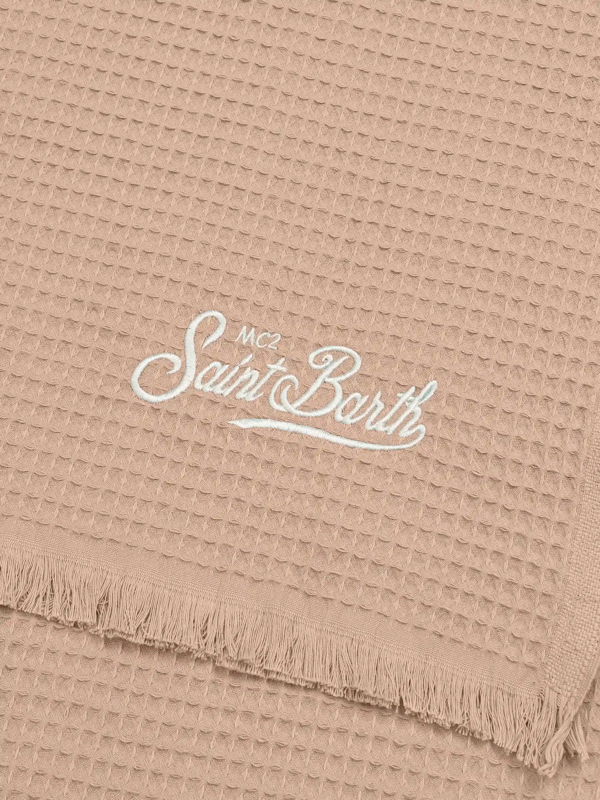 Beige honeycomb cotton FoutaSac beach towel