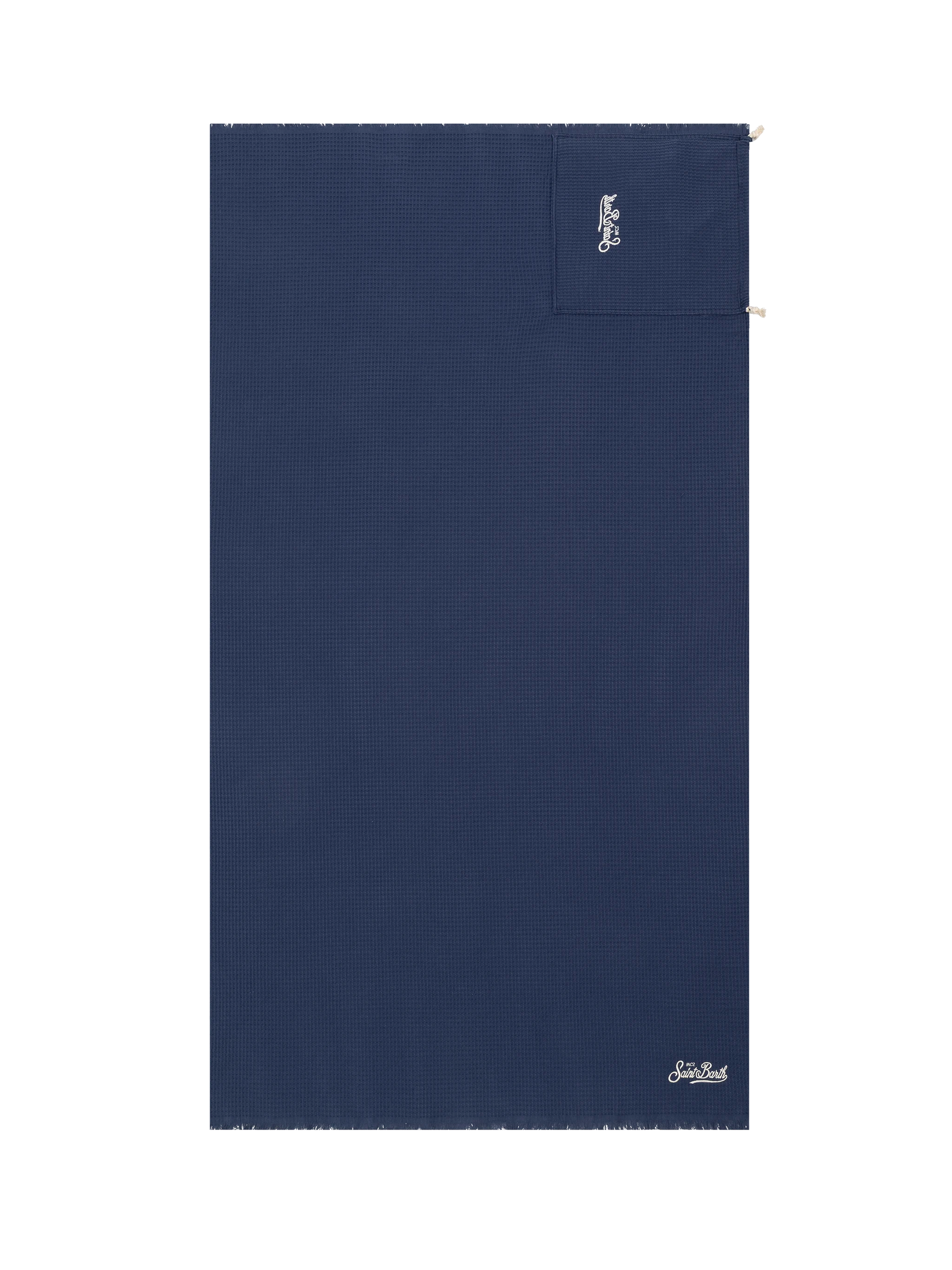 Navy blue honeycomb cotton FoutaSac beach towel