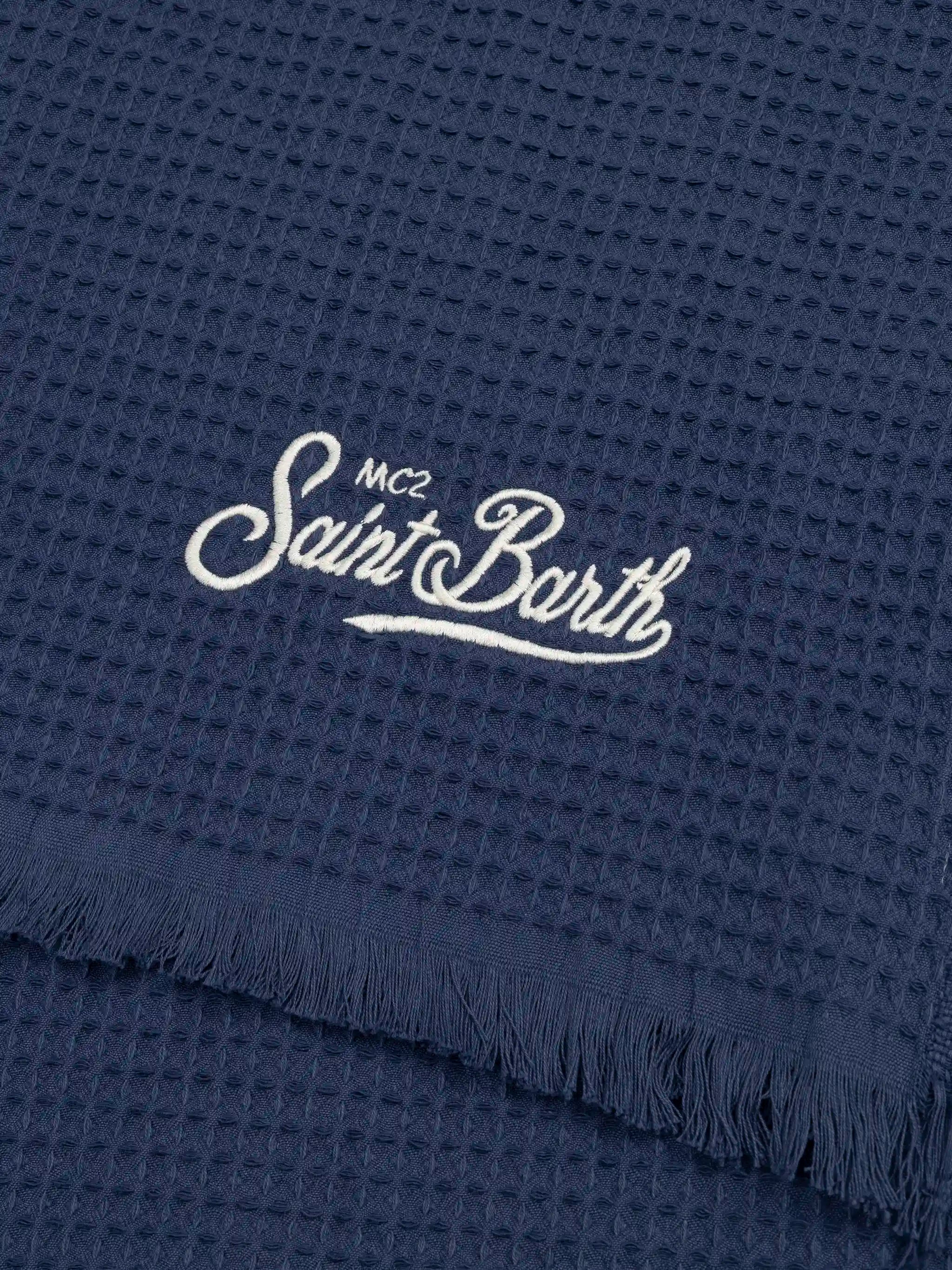 Navy blue honeycomb cotton FoutaSac beach towel
