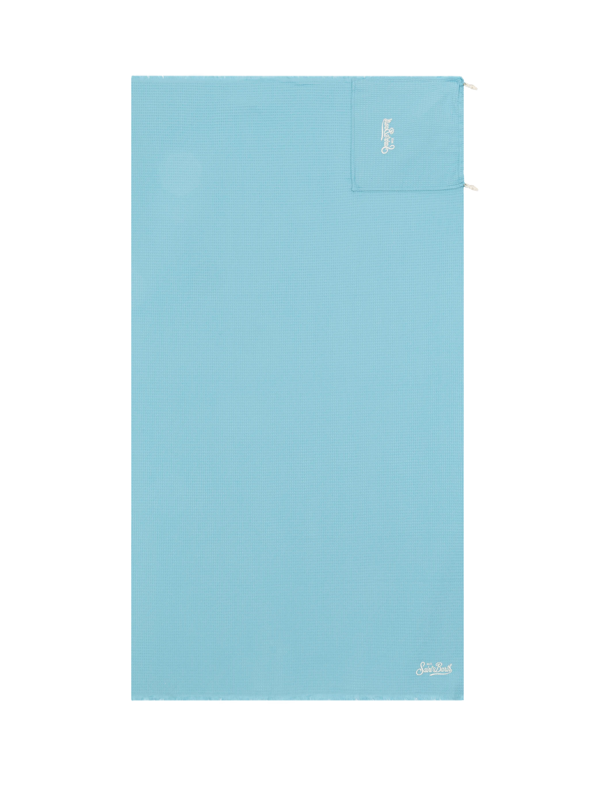 Light blue honeycomb cotton FoutaSac beach towel