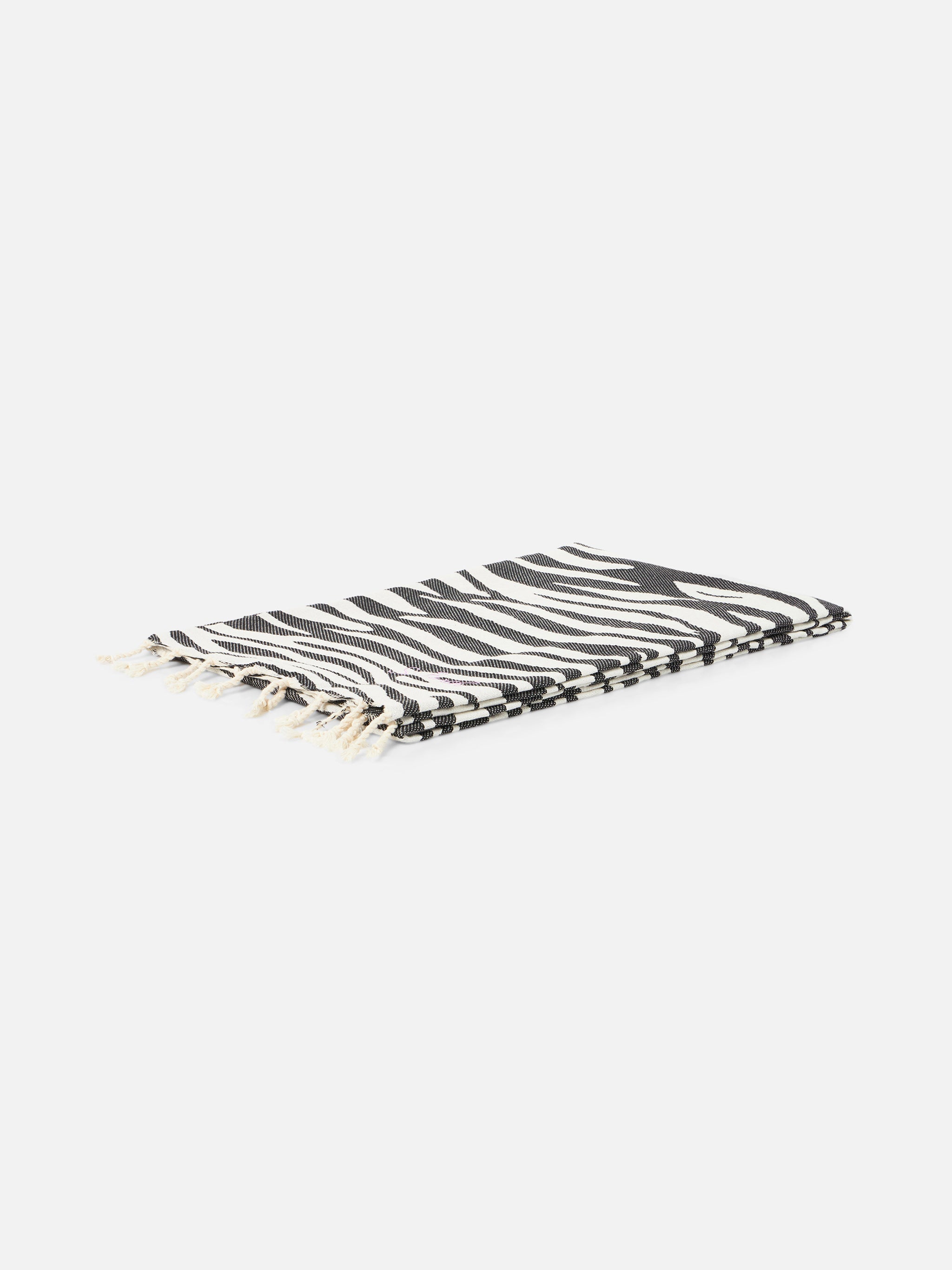 Foutas cotton beach towel with zebra jacquard
