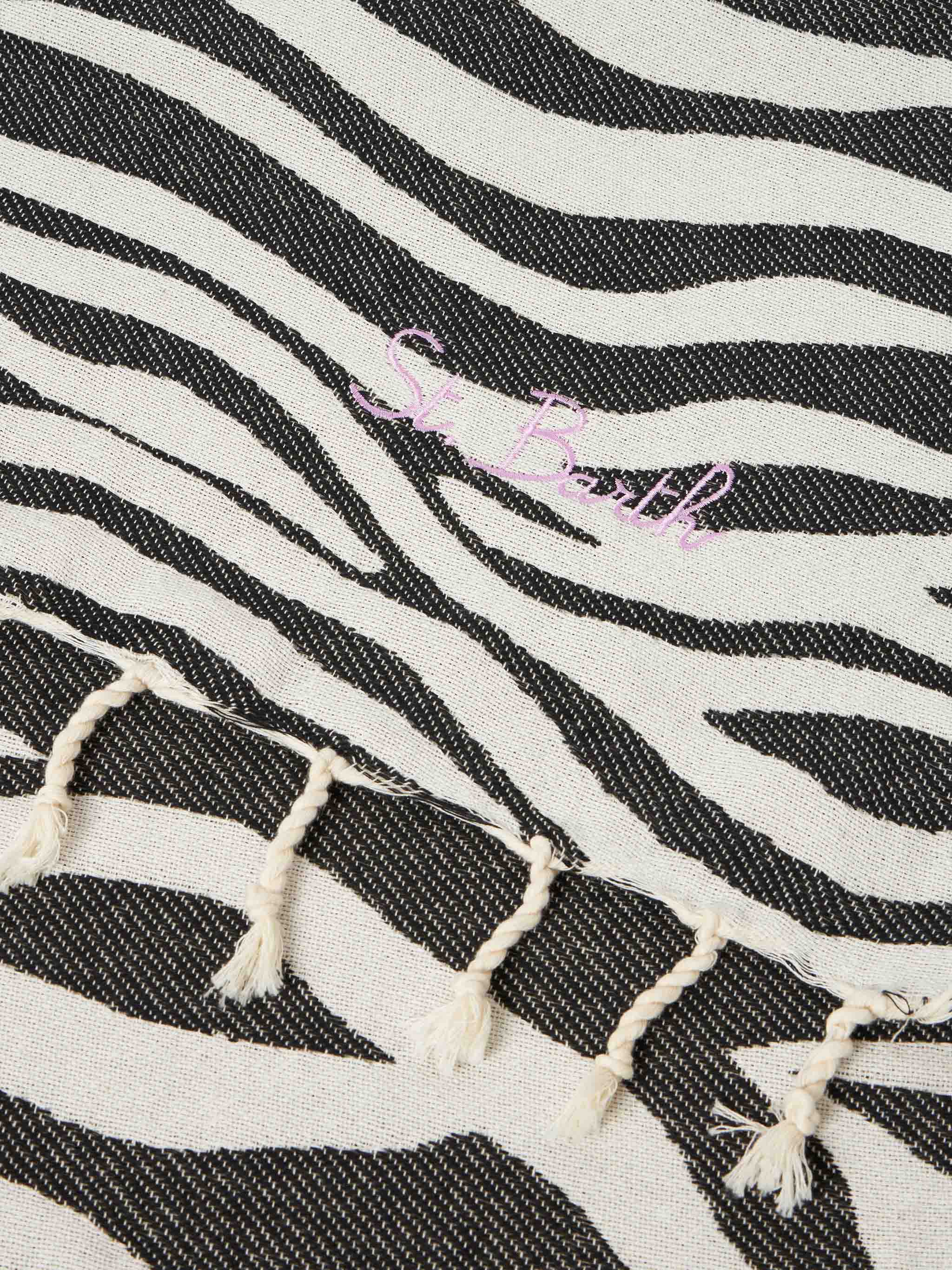 Foutas cotton beach towel with zebra jacquard