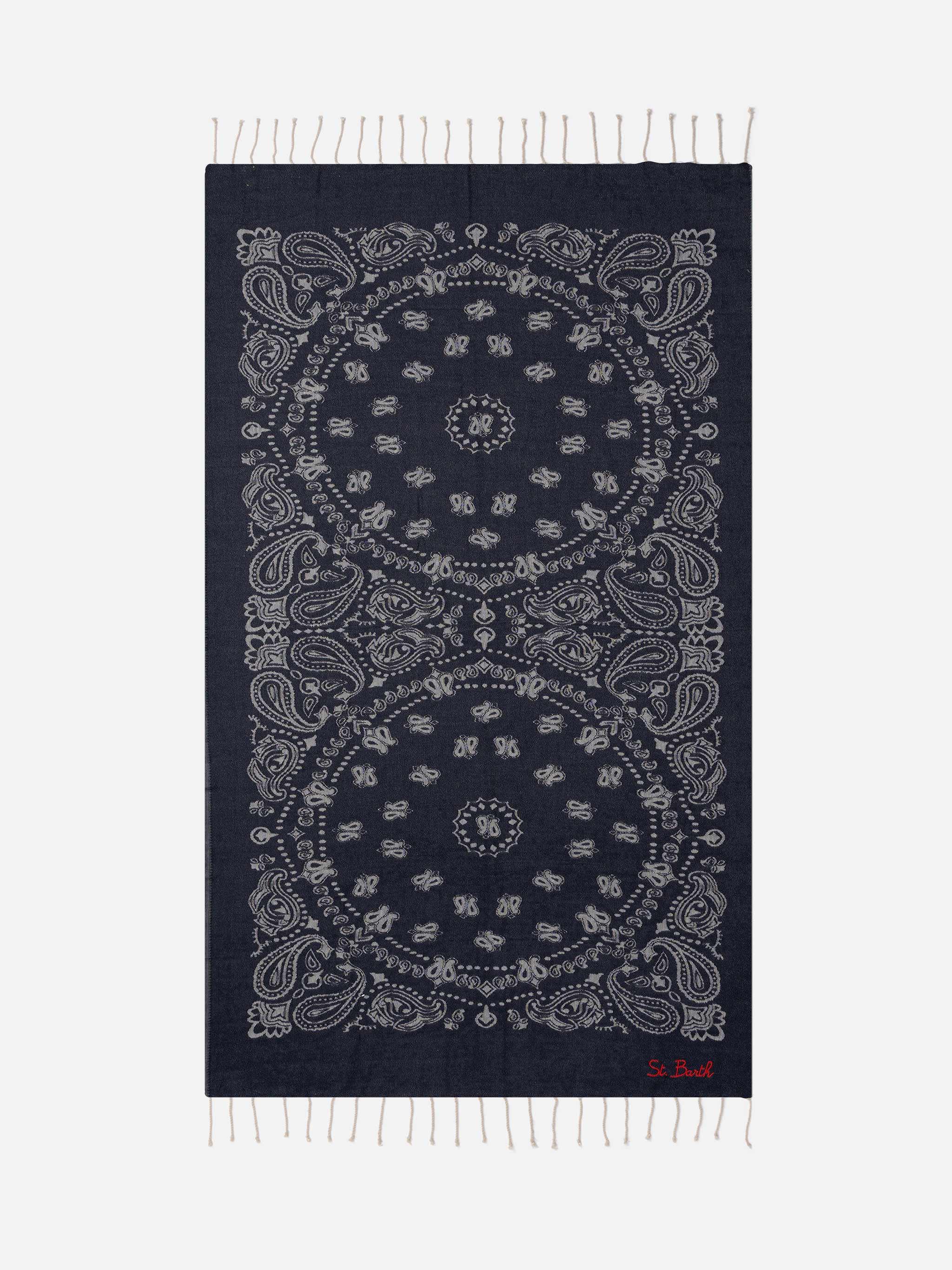 Foutas cotton beach towel with bandana jacquard