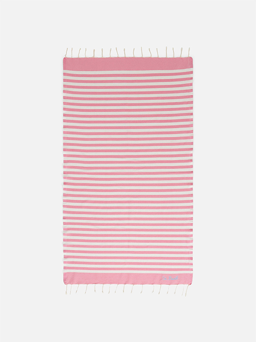 Cotton beach towel Fouta with pink striped print